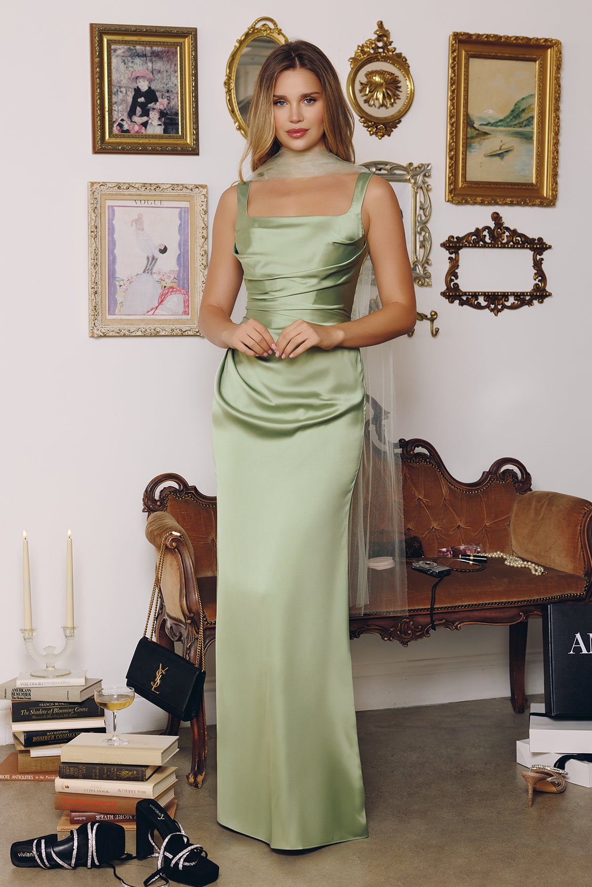29T7 gown in Sage, view 1