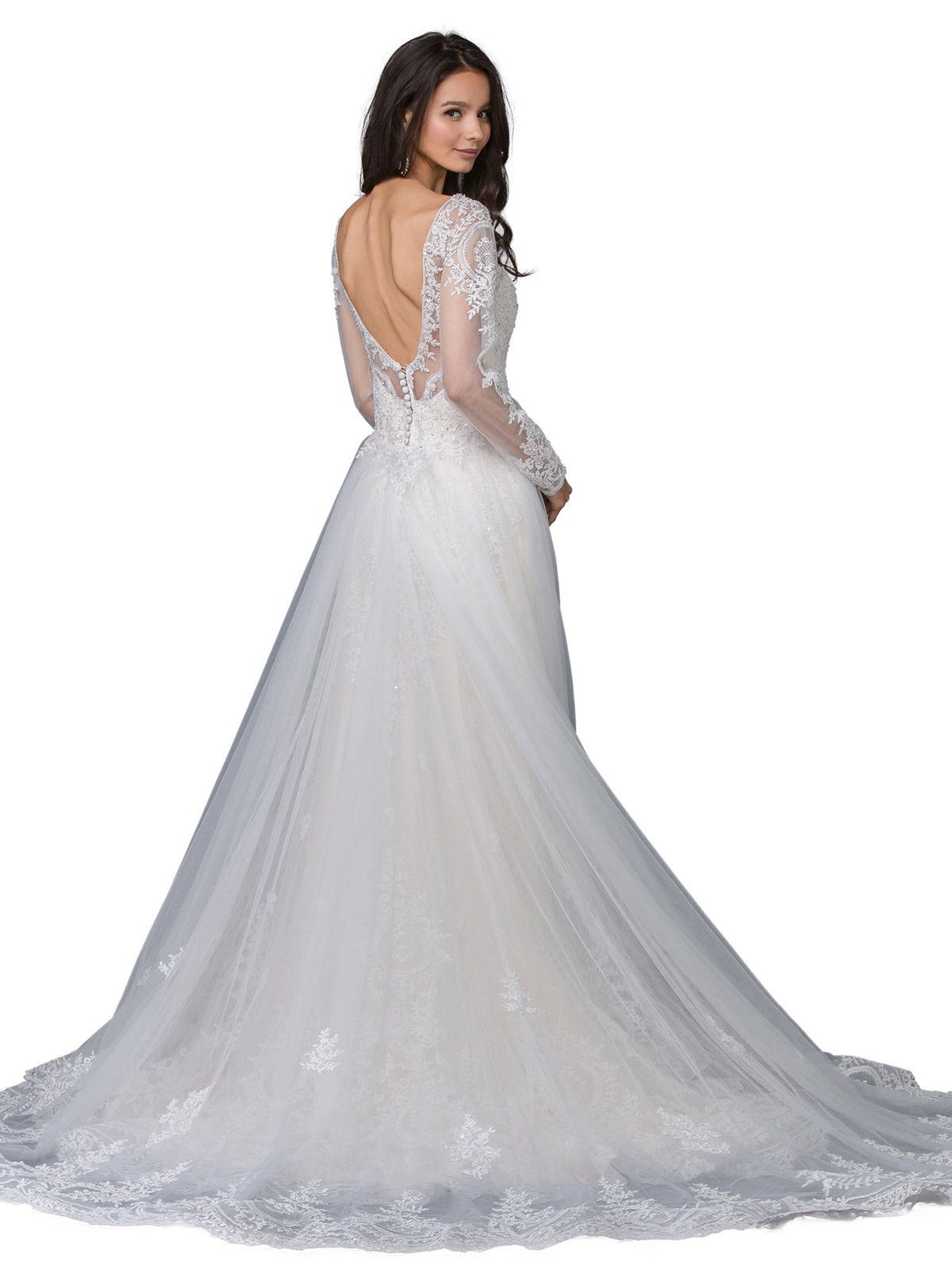 Dancing Queen 0009 wedding dress in ivory/champagne, back view