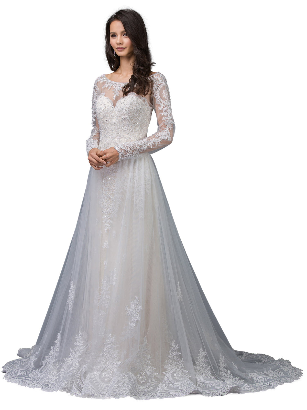 Dancing Queen 0009 wedding dress in ivory/champagne, front view
