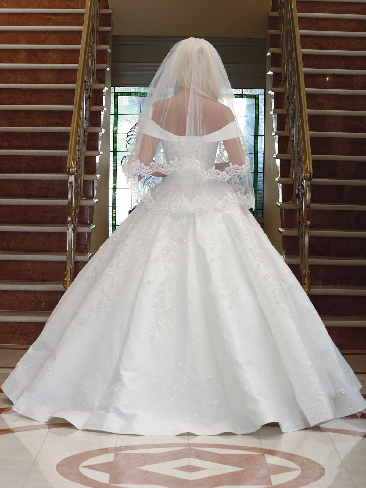 Dancing Queen 0158 wedding dress in off white, back view