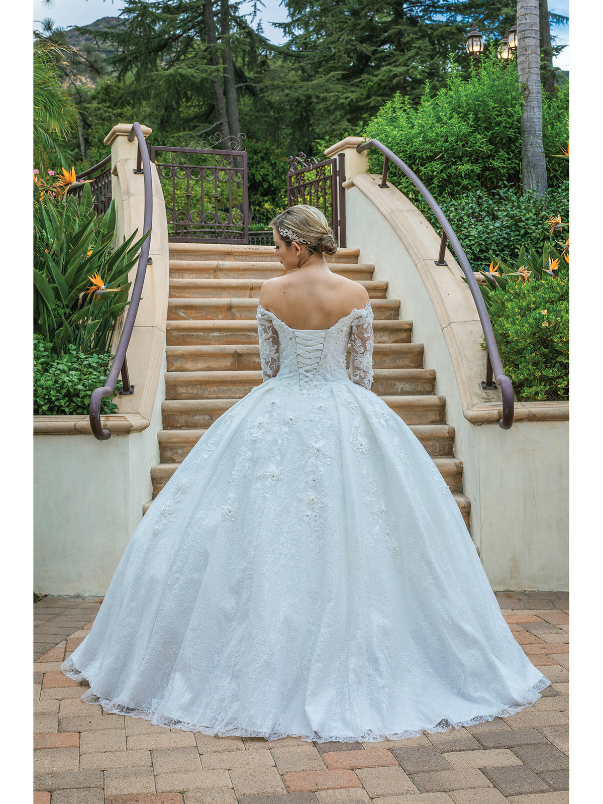 Dancing Queen 0165 wedding dress in off white, back view