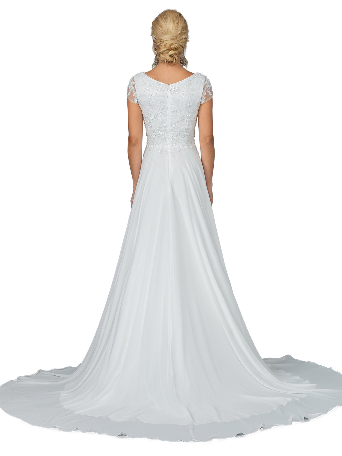 Dancing Queen 0190 wedding dress in off white, back view