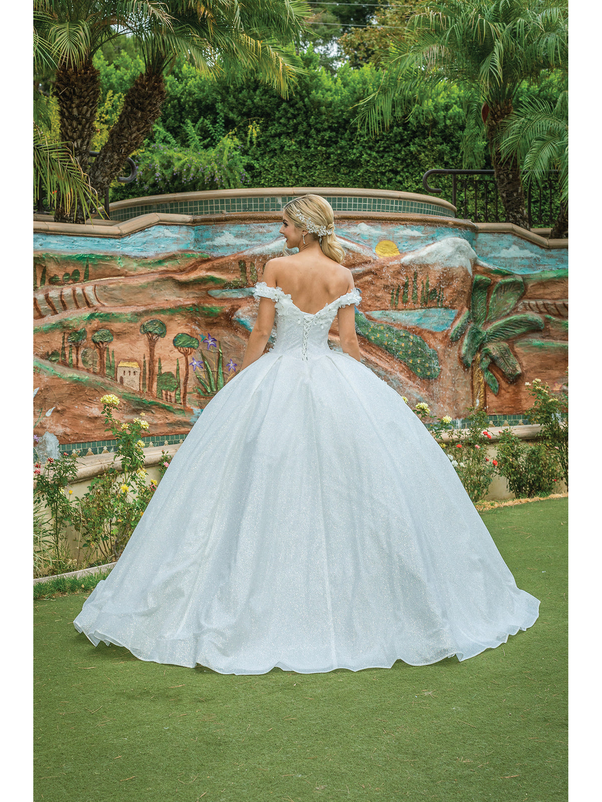 Dancing Queen 0213 wedding dress in off white, back view