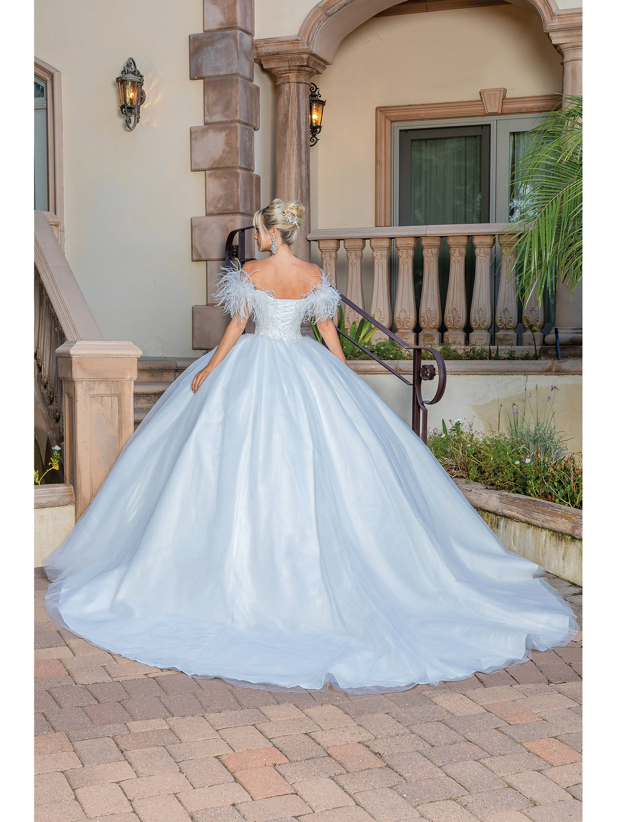 Dancing Queen 0243 wedding dress in off white, back view