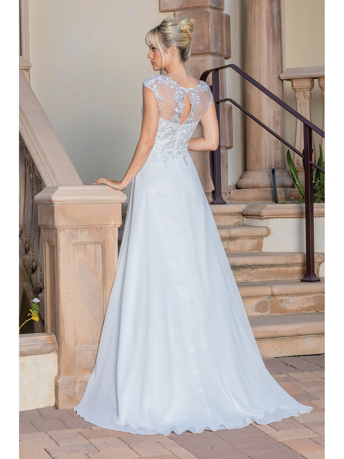 Dancing Queen 0251 wedding dress in off white, back view