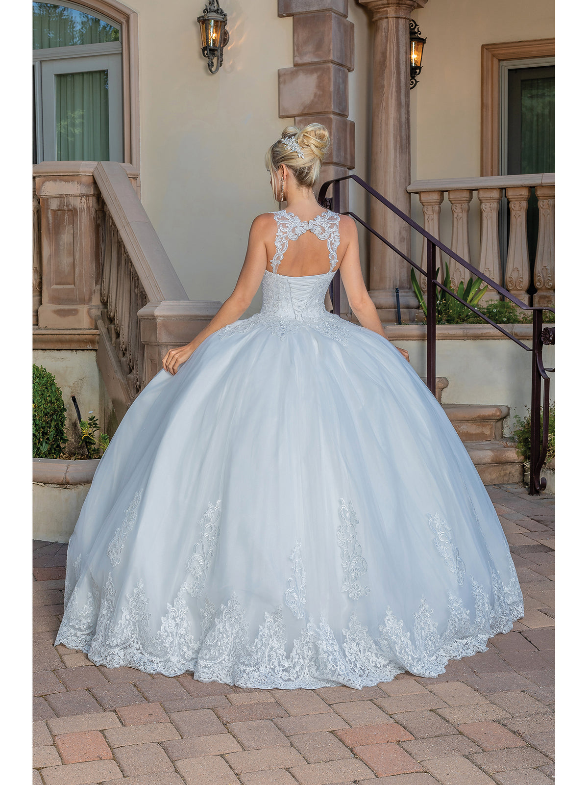 Dancing Queen 0259 wedding dress in off white, back view