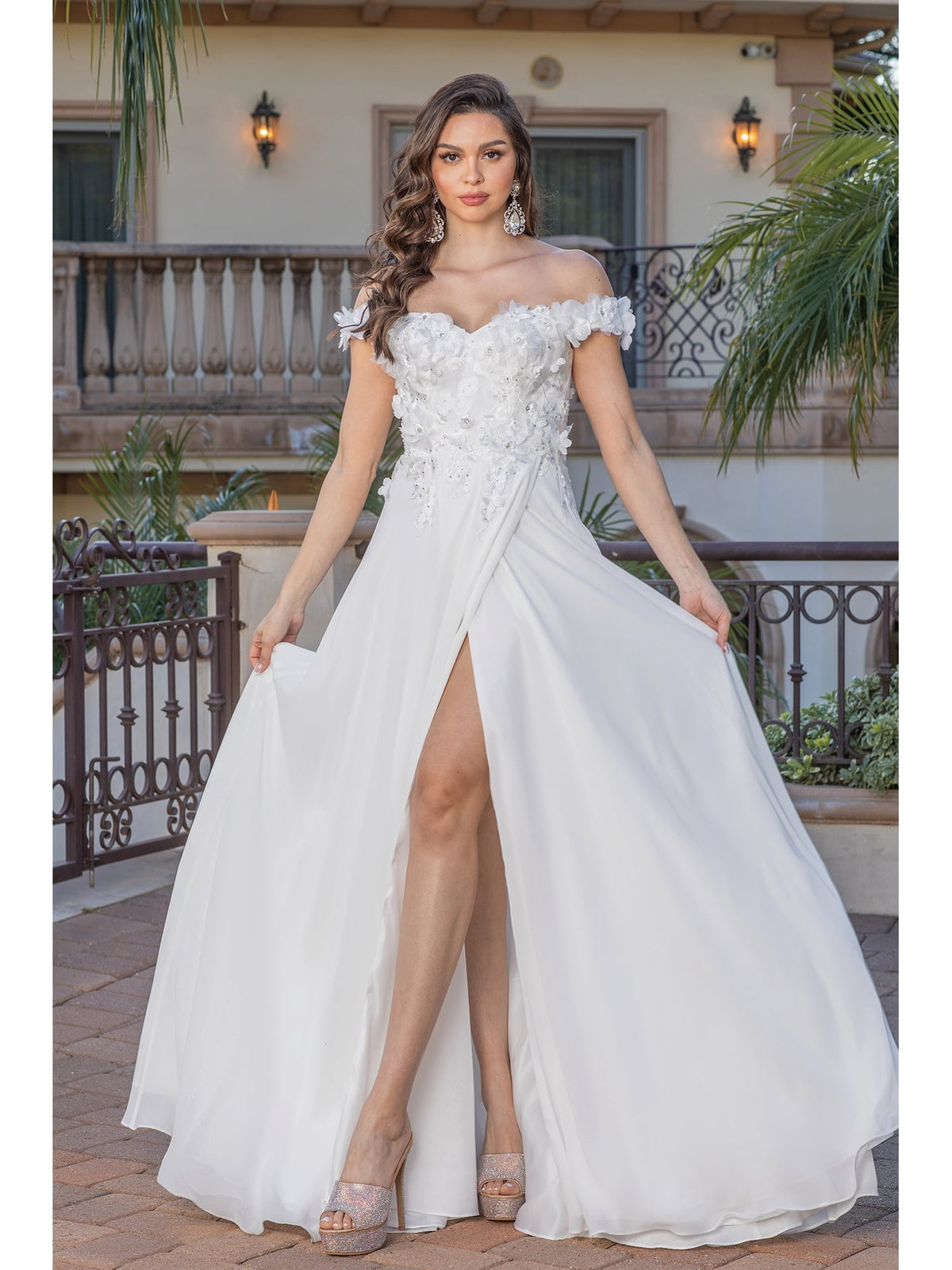 Dancing Queen 0261 wedding dress in off white, front view