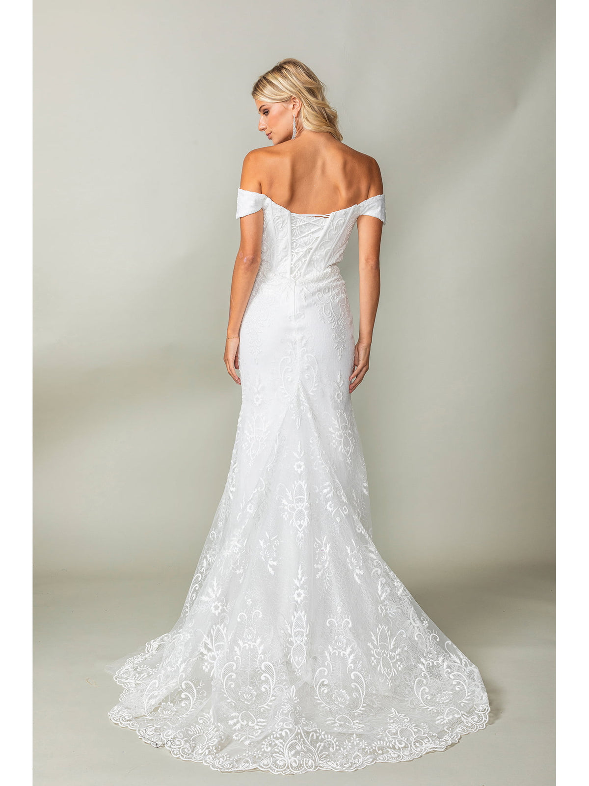 Dancing Queen 0273 wedding dress in off white, back view