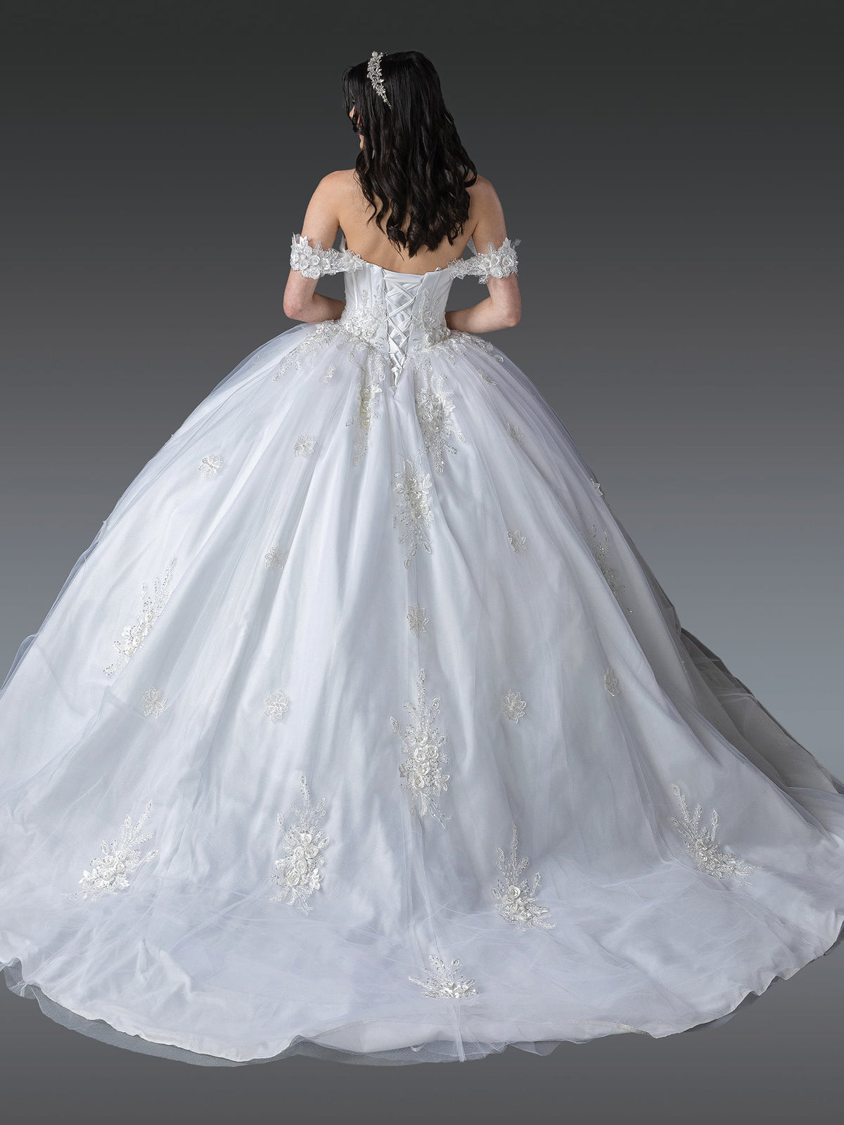 Dancing Queen 0279 wedding dress in off white, back view