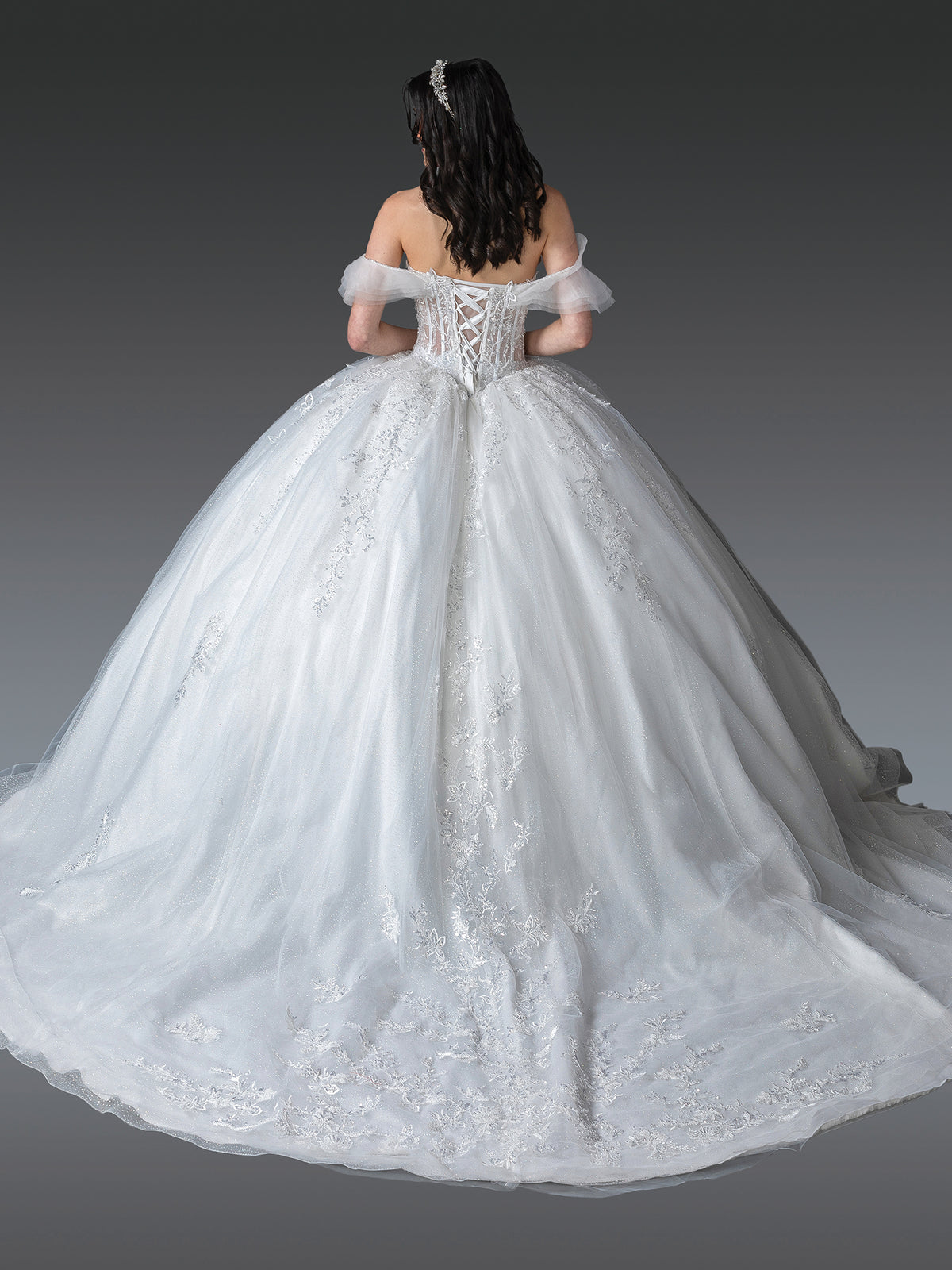 Dancing Queen 0282 wedding dress in off white, back view
