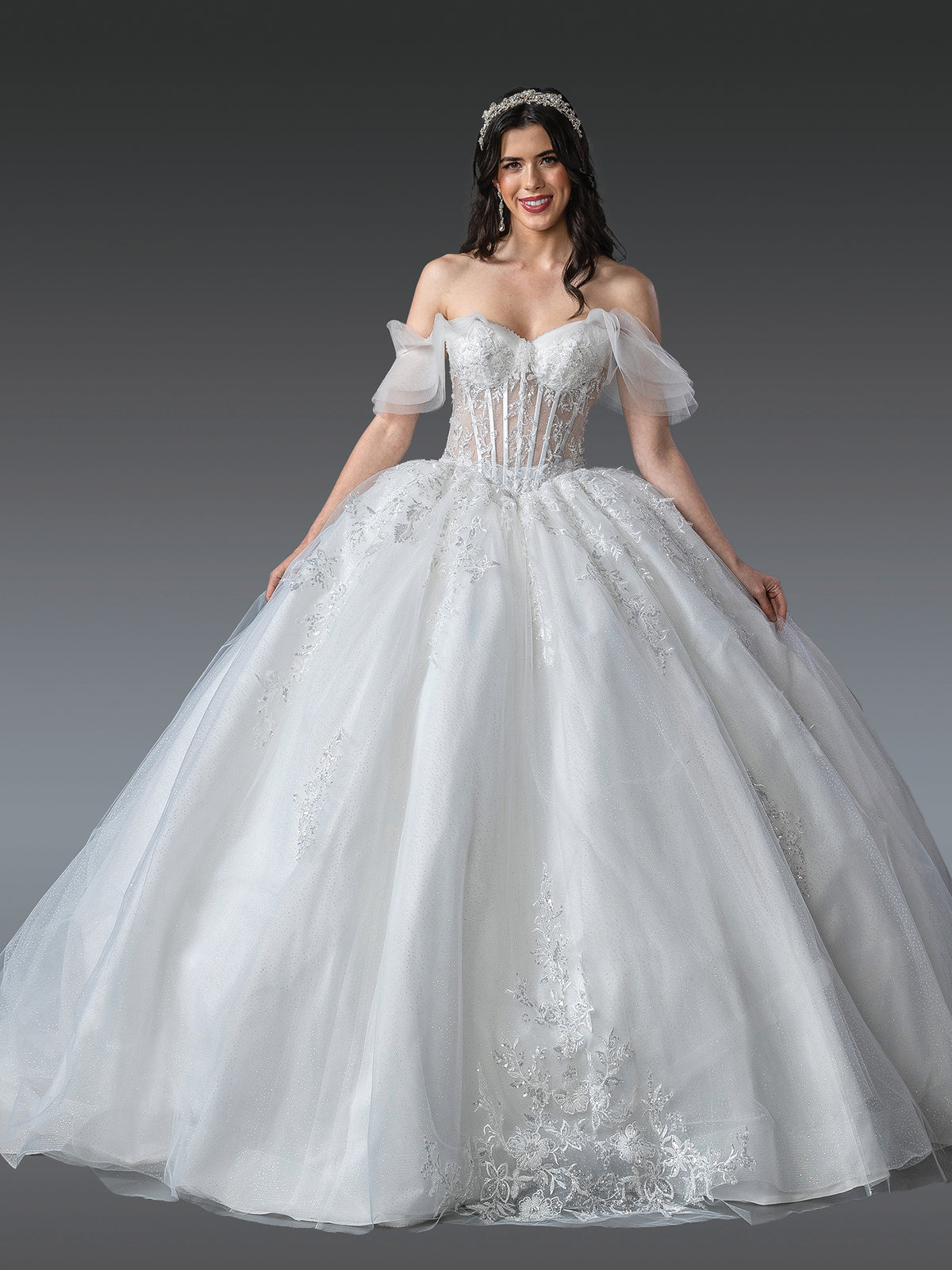 Dancing Queen 0282 wedding dress in off white, front view