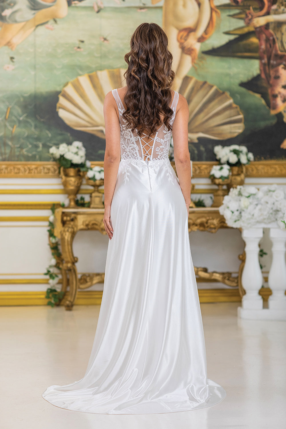 Dancing Queen 0287 wedding dress in off white, back view