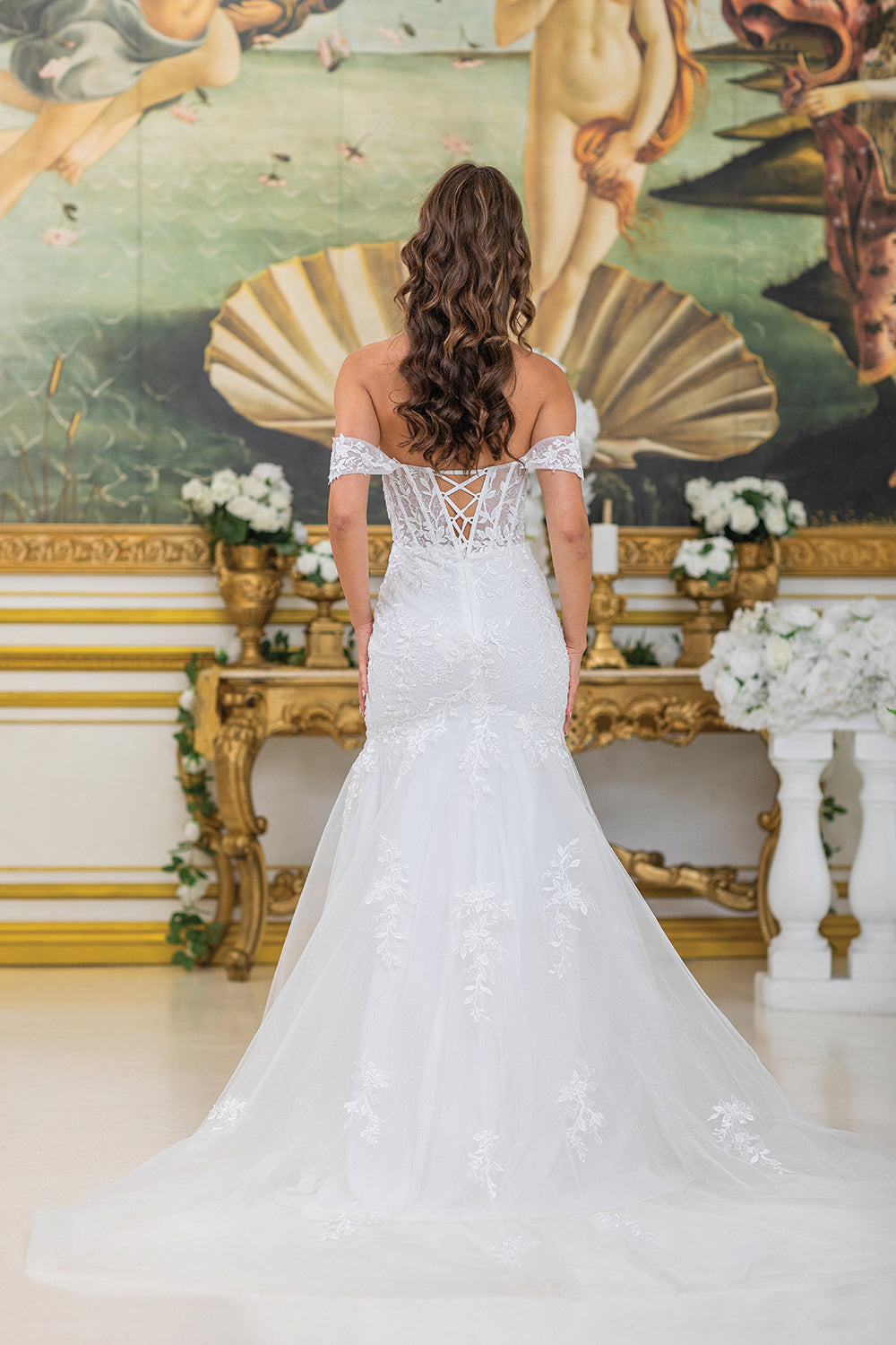 Dancing Queen 0296 wedding dress in off white, back view