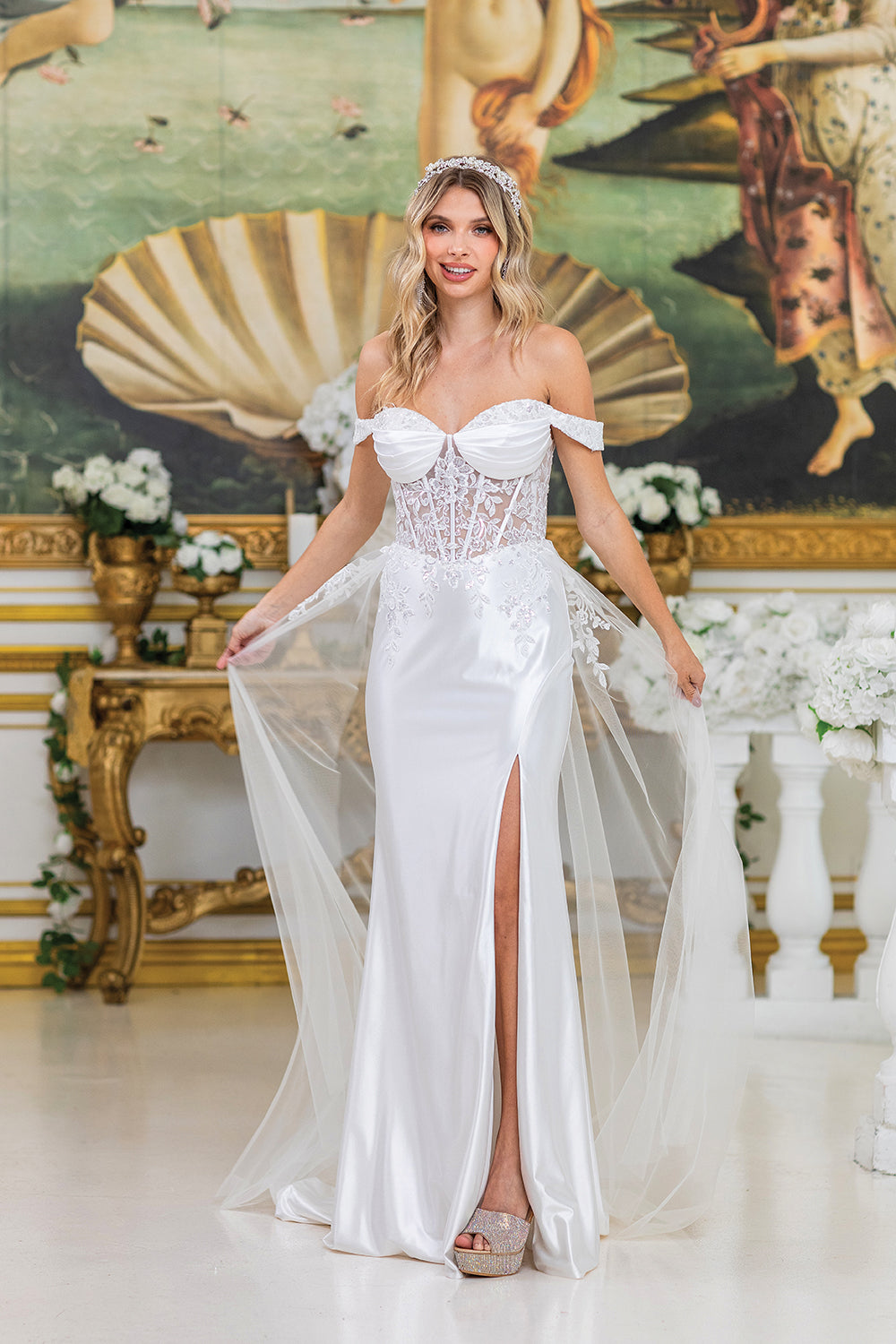 Dancing Queen 0298 wedding dress in off white, front view
