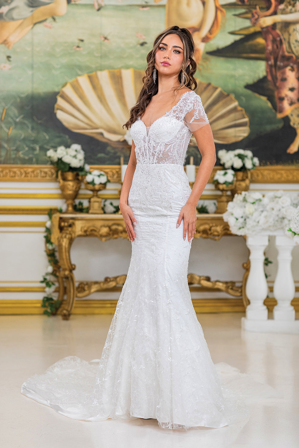 Dancing Queen 0302 wedding dress in off white, front view