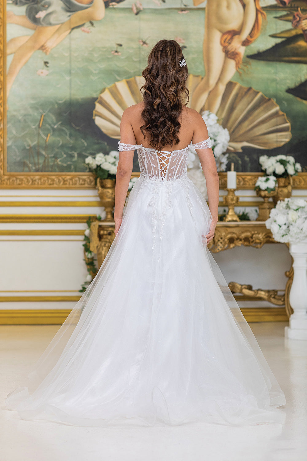 Dancing Queen 0307 wedding dress in off white, back view