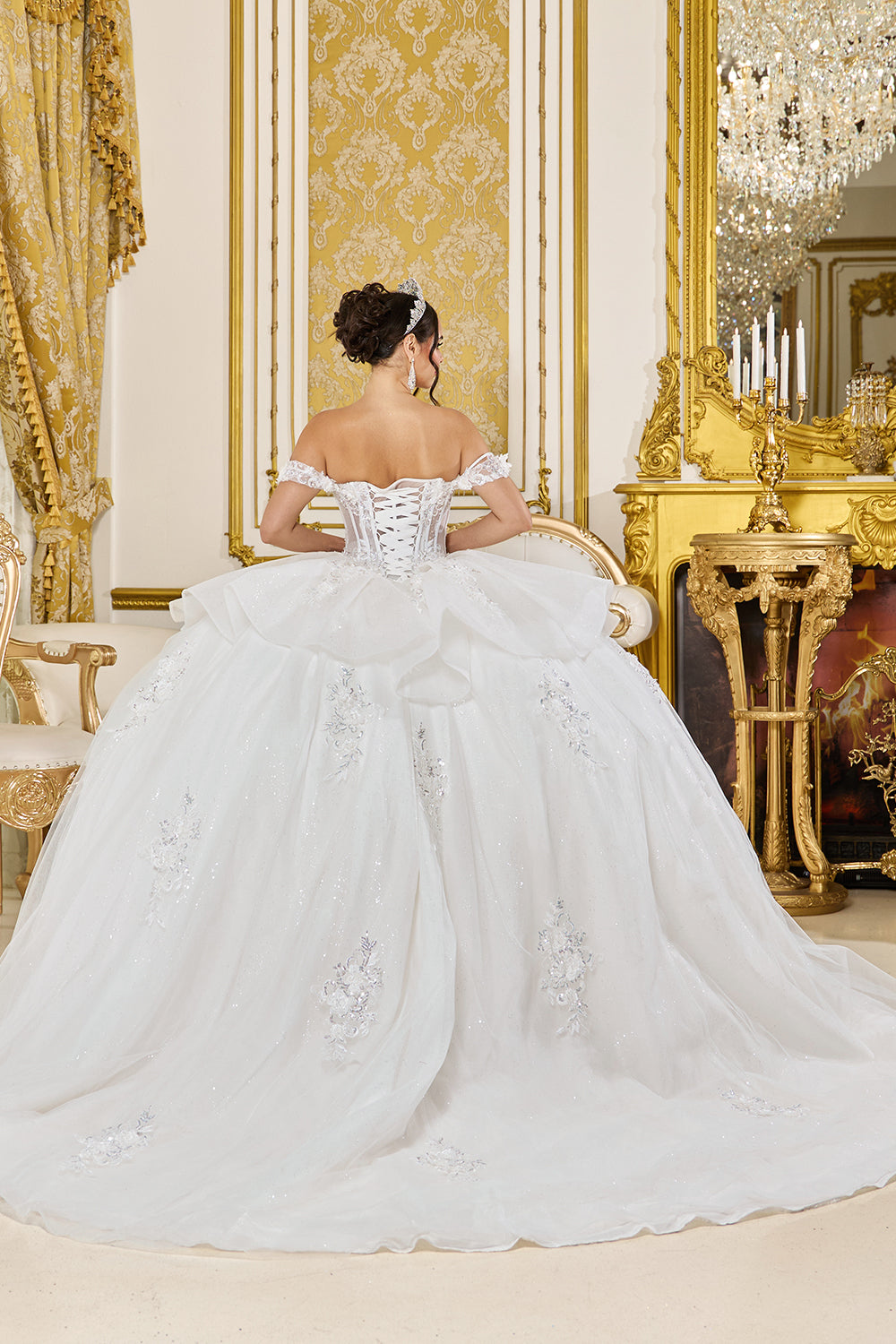 Dancing Queen 0317 wedding dress in off white, back view