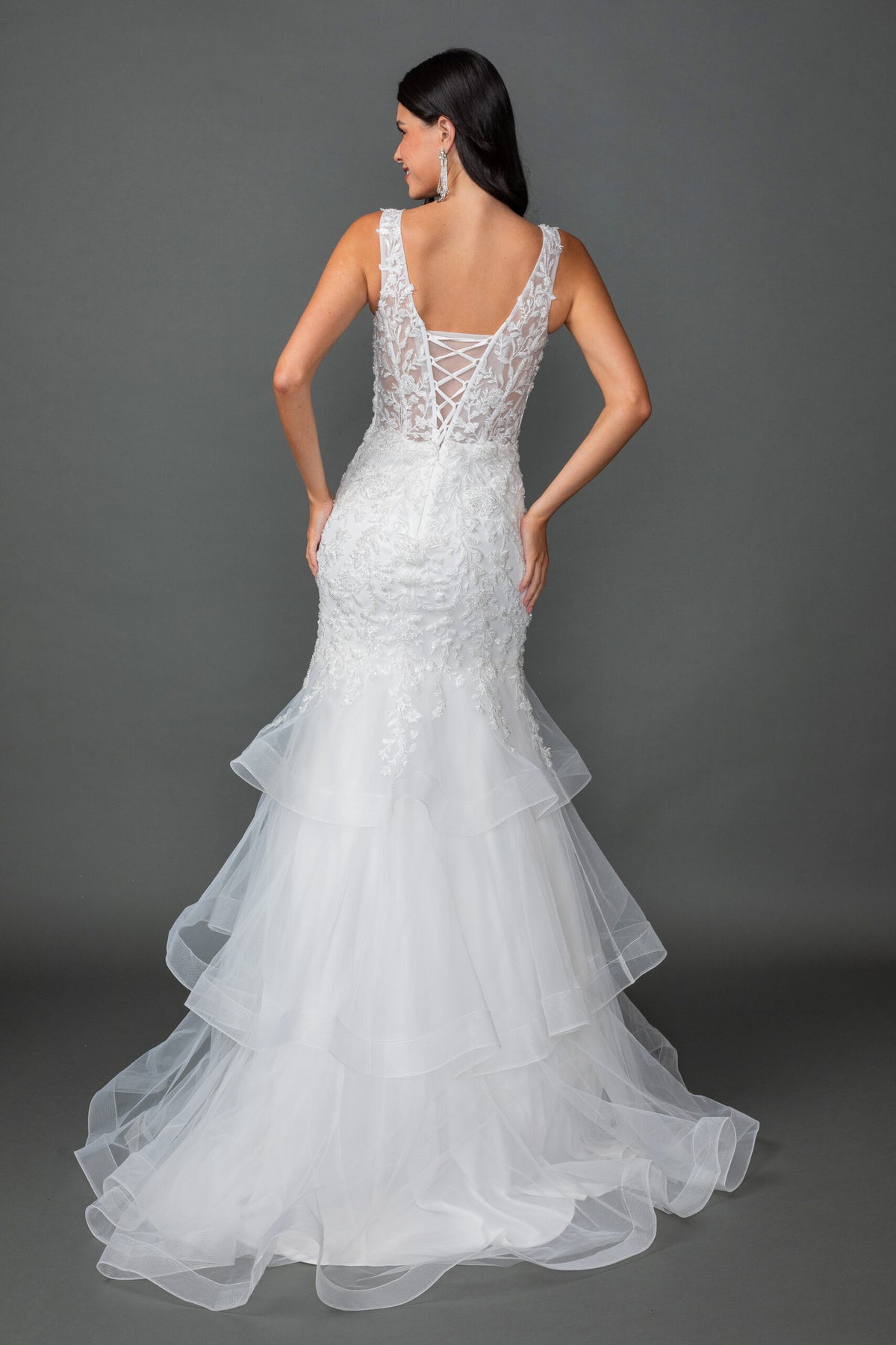 Dancing Queen 0320 wedding dress in off white, back view