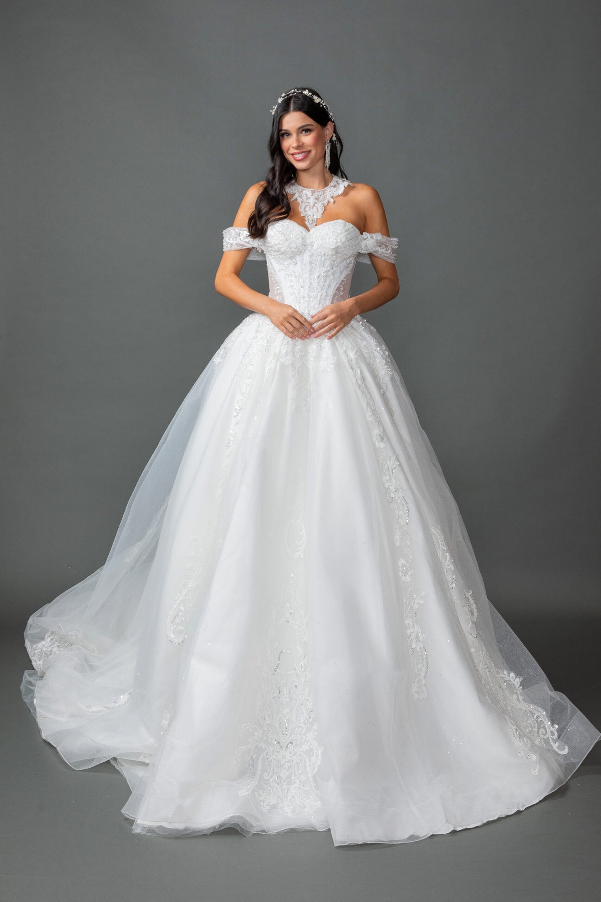 Dancing Queen 0324 wedding dress in off white, front view