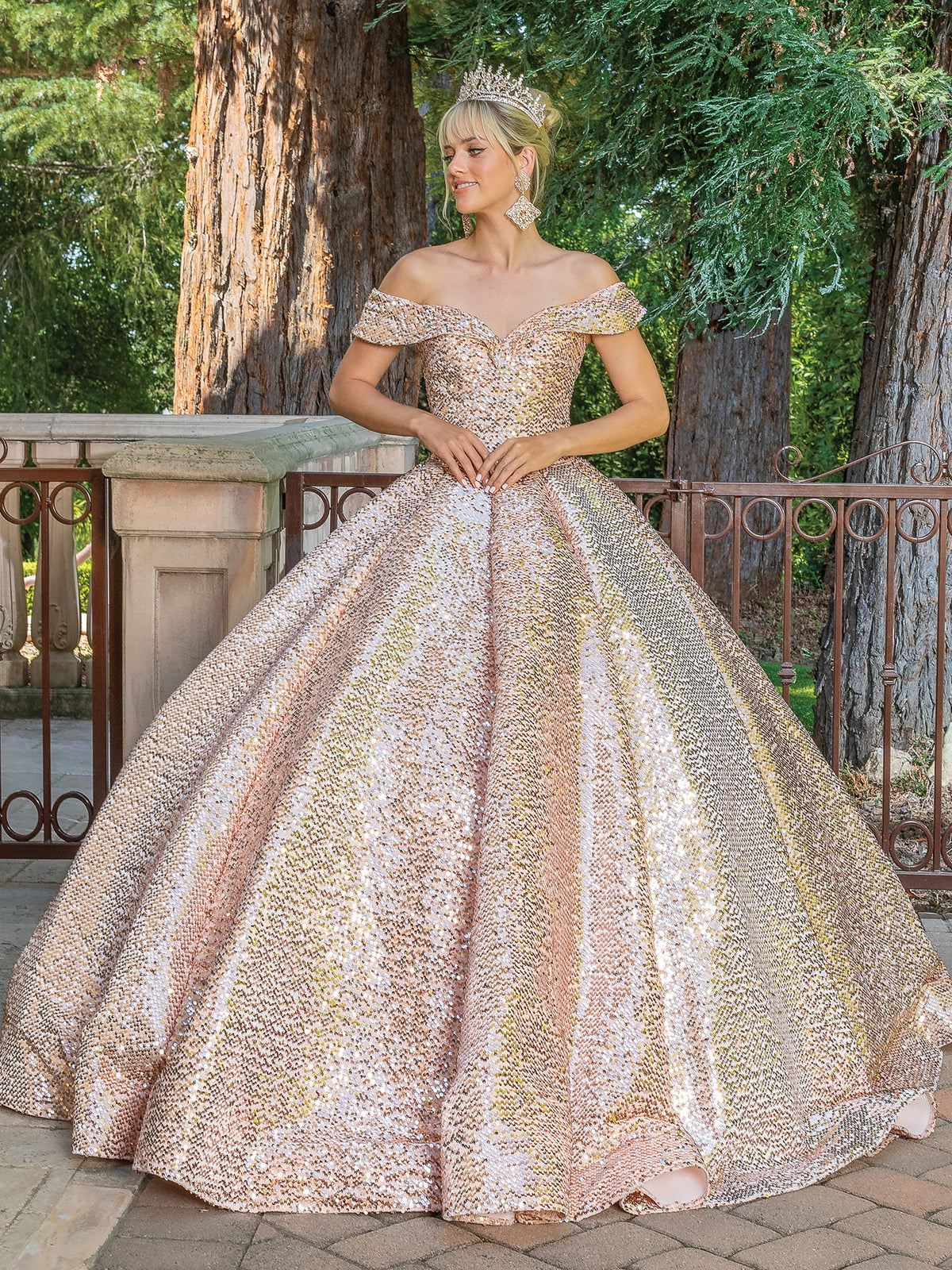 Dancing Queen 1559 quinceanera dress in rose gold, additional view