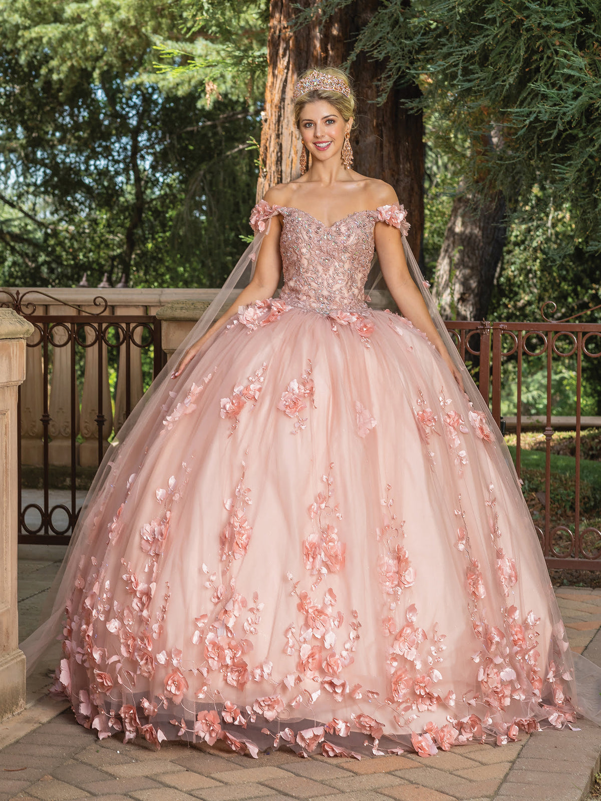 Dancing Queen 1695 quinceanera dress in rose gold, front view