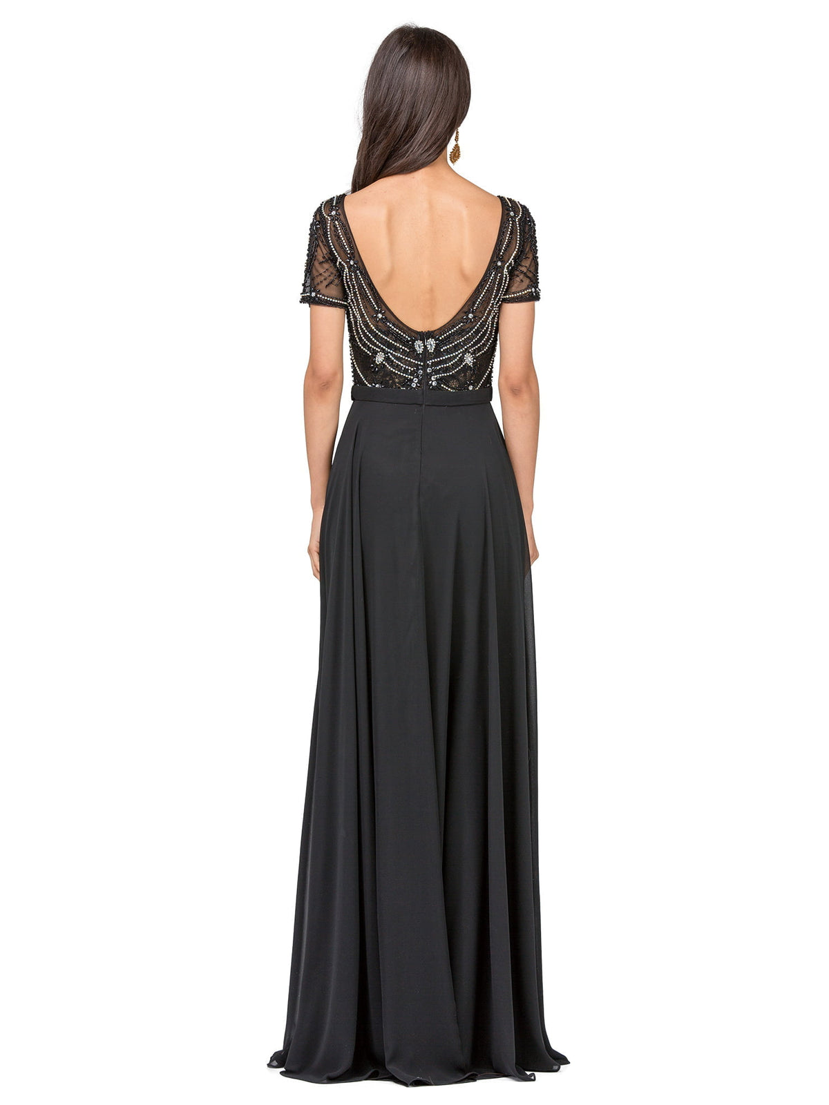 Dancing Queen 2067 prom dress in black, back view