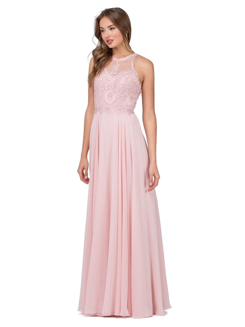 Dancing Queen 2234 prom dress in blush, front view