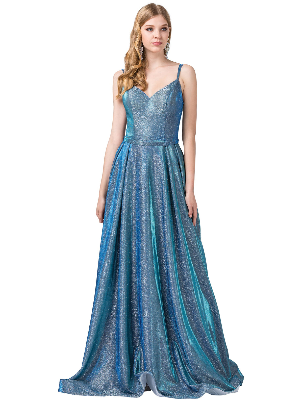 Dancing Queen 2720 prom dress in blue, front view