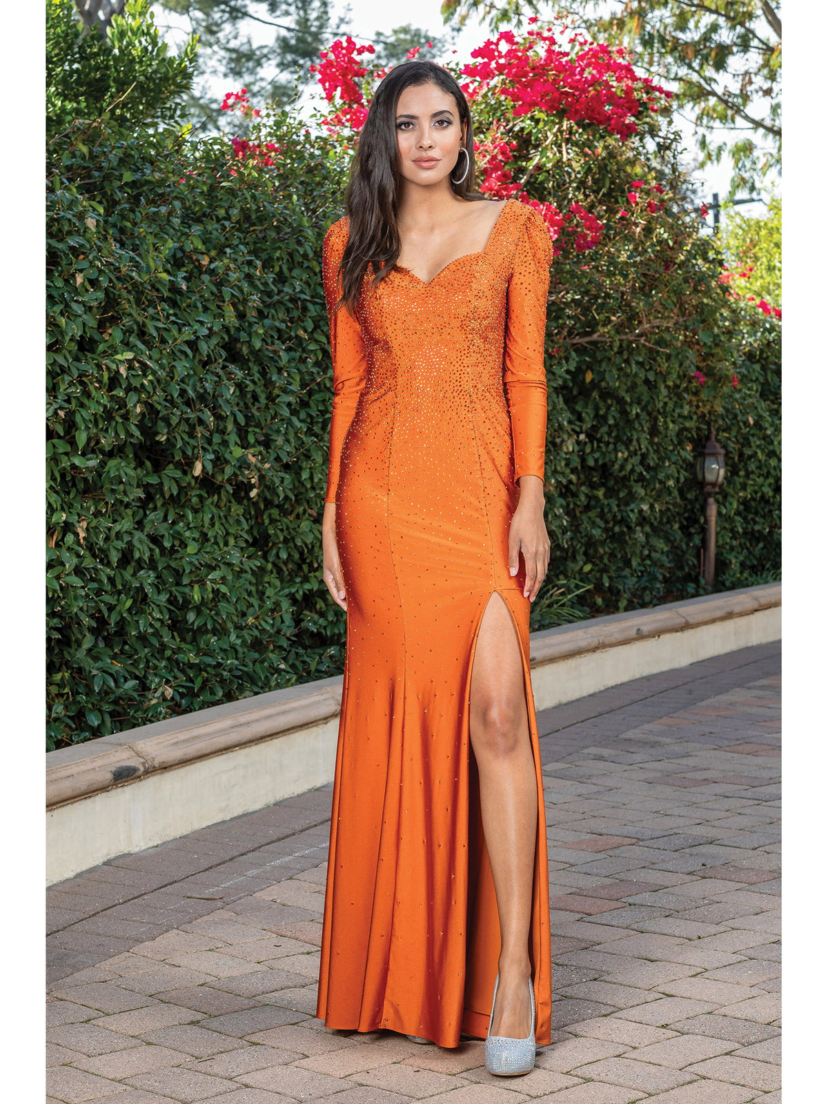 Dancing Queen 4295A prom dress in sienna, front view