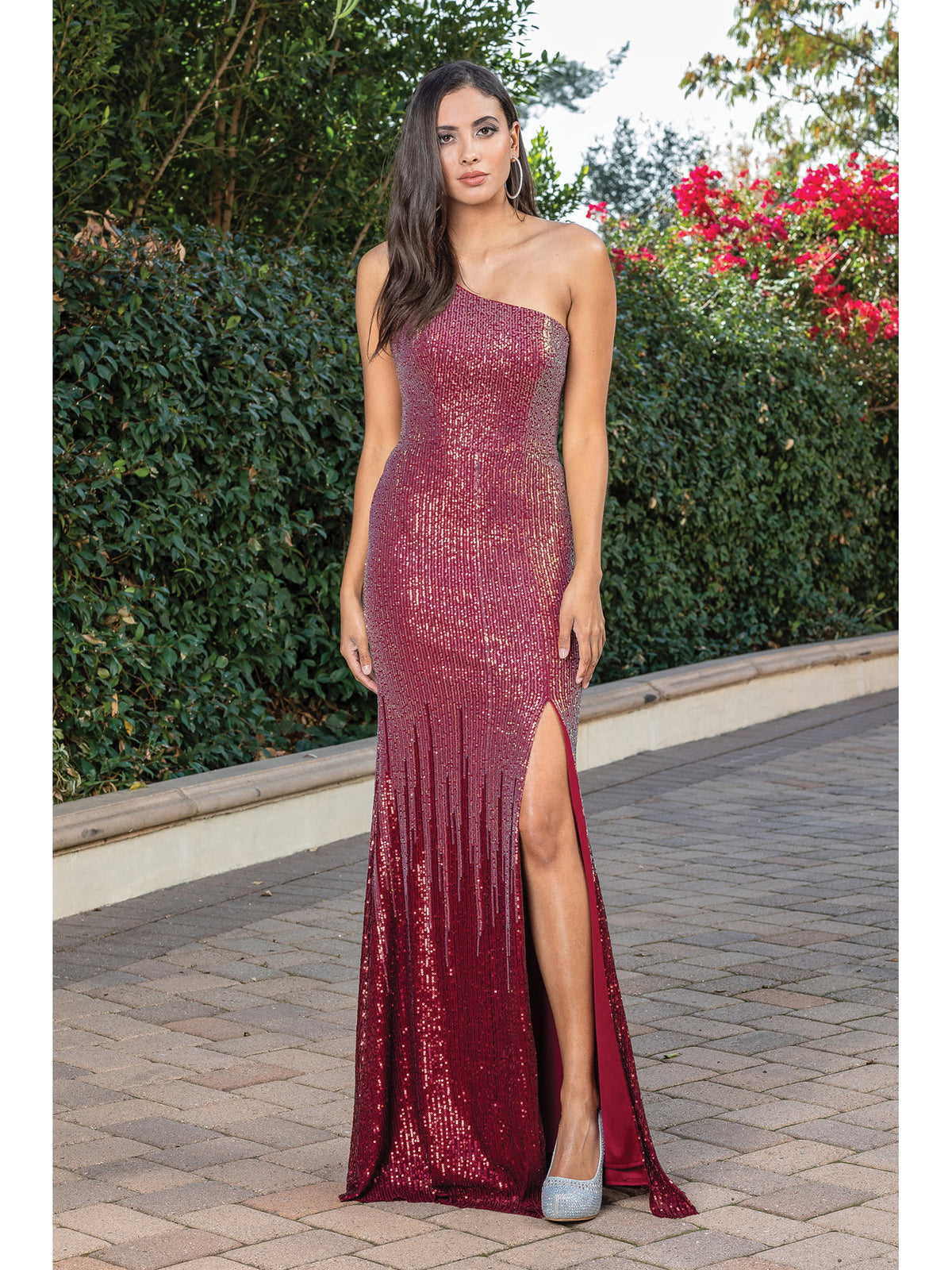 Dancing Queen 4300 prom dress in burgundy, front view