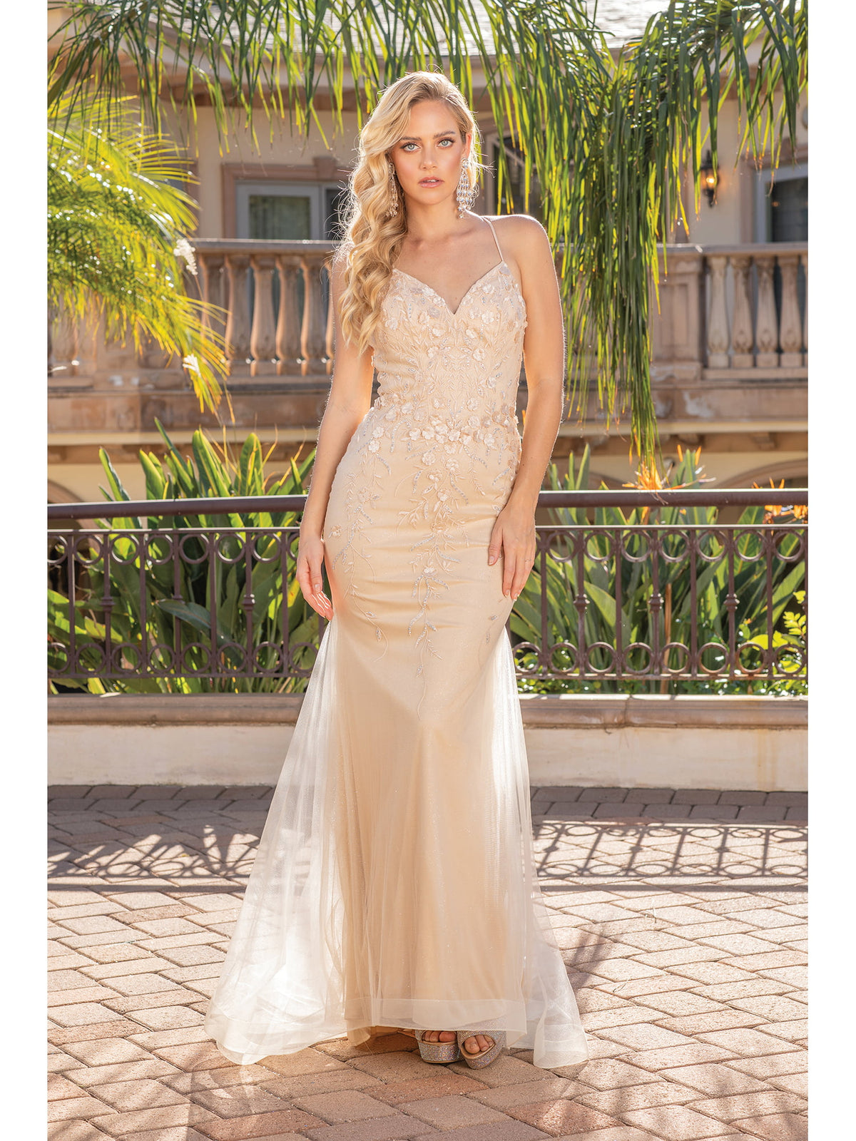 Dancing Queen 4308 prom dress in champagne, additional view