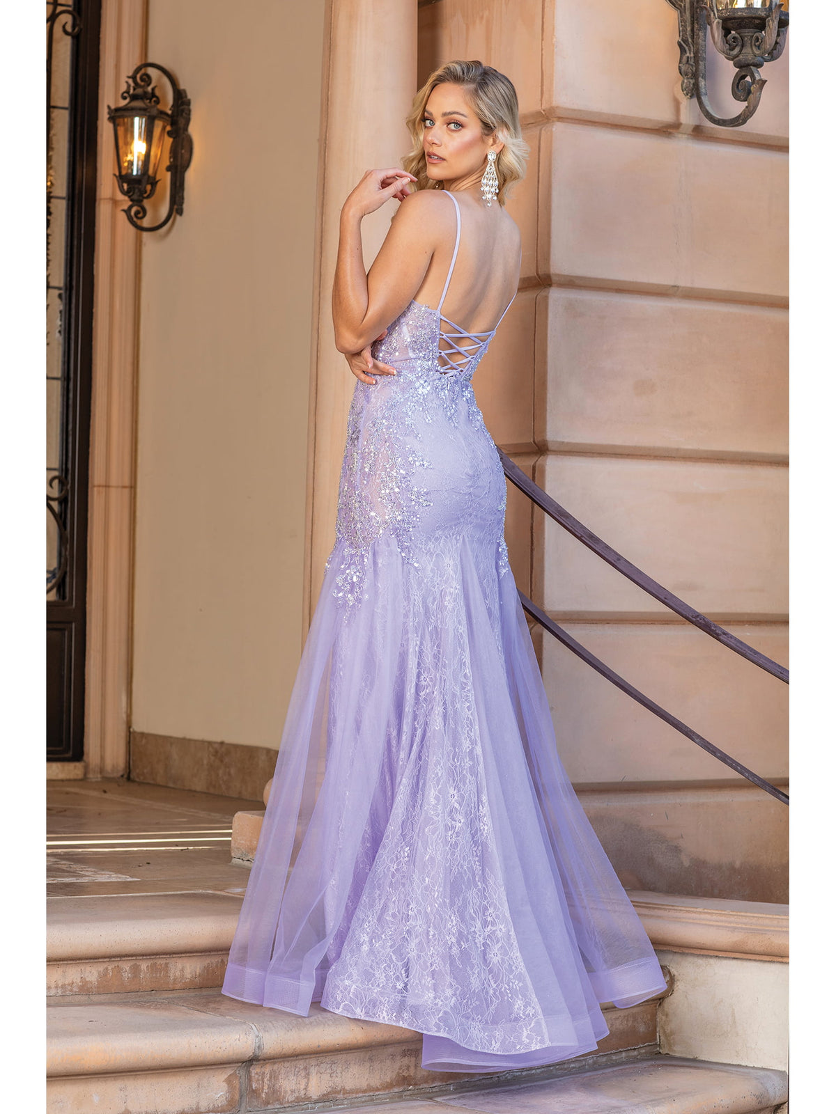 Dancing Queen 4352 prom dress in lilac, back view