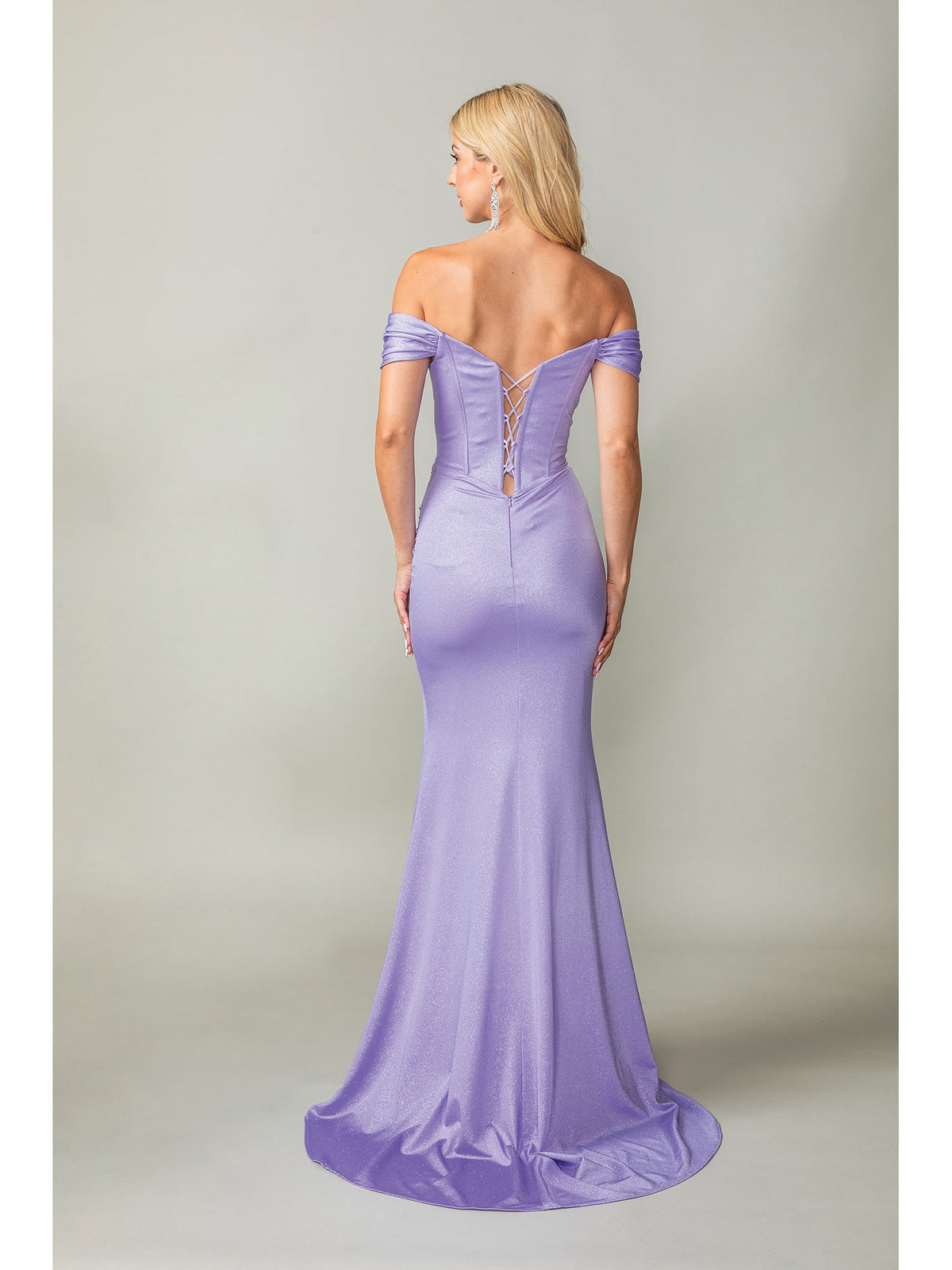 Dancing Queen 4386 prom dress in lilac, back view