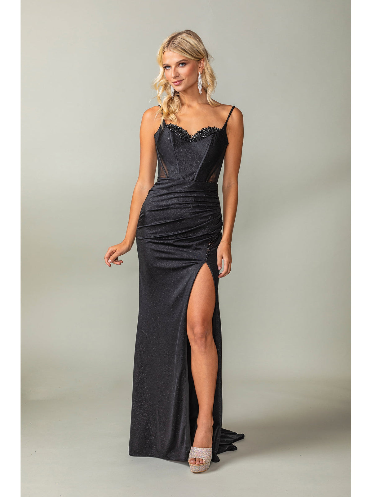 Dancing Queen 4388 prom dress in black, front view