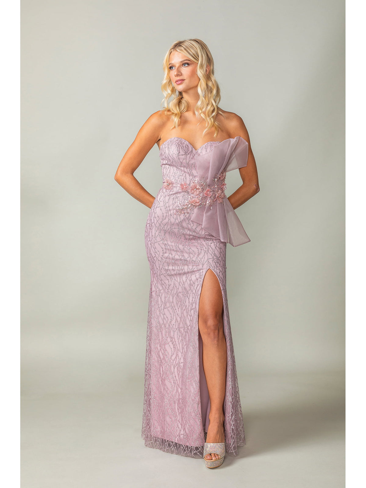 Dancing Queen 4394 prom dress in blush, front view
