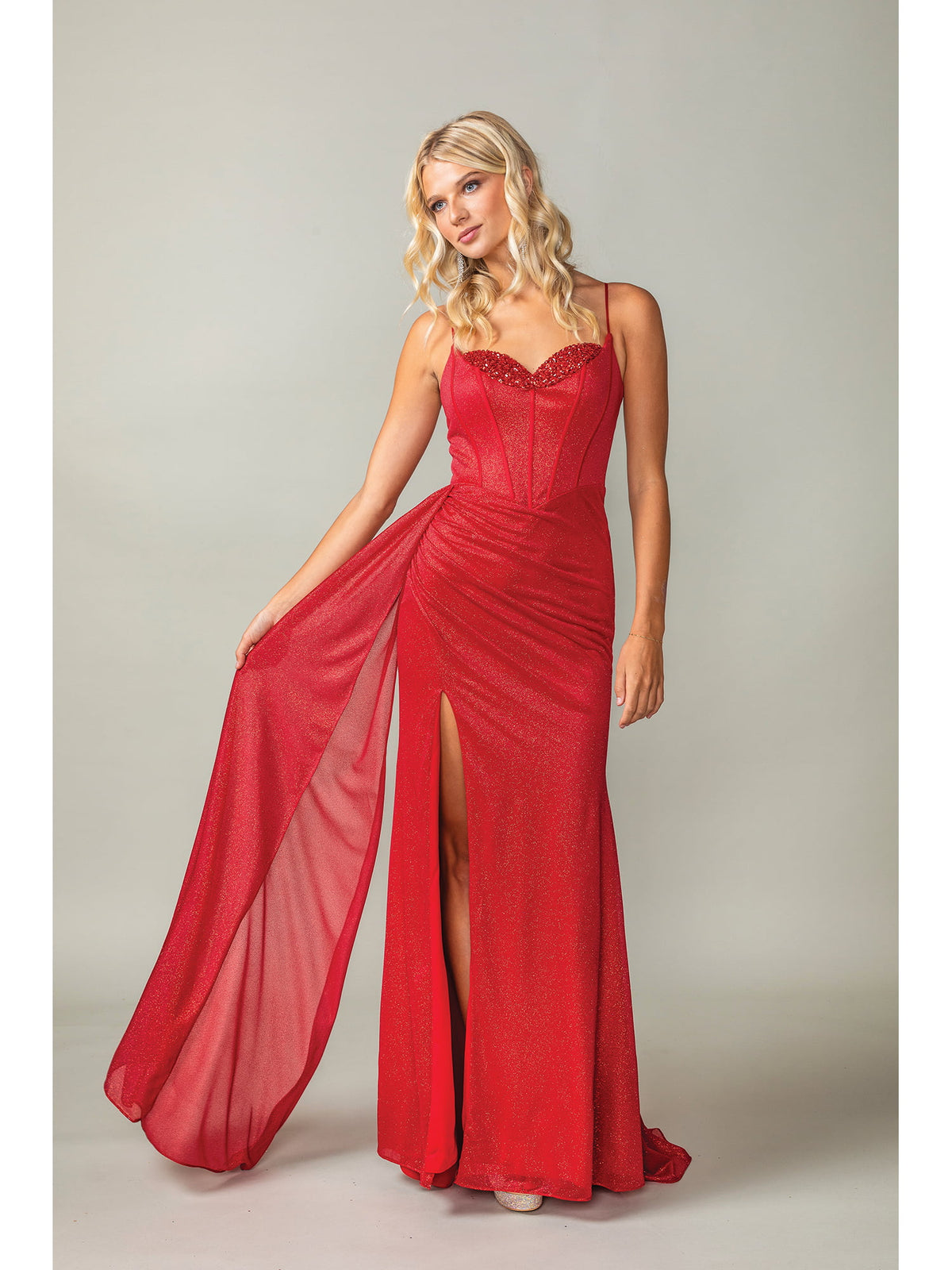 Dancing Queen 4399 prom dress in red, front view