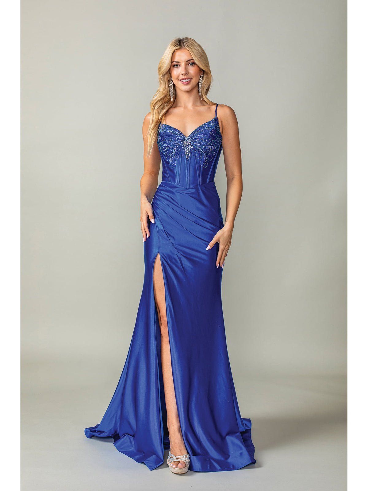 Dancing Queen 4410 prom dress in royal blue, front view