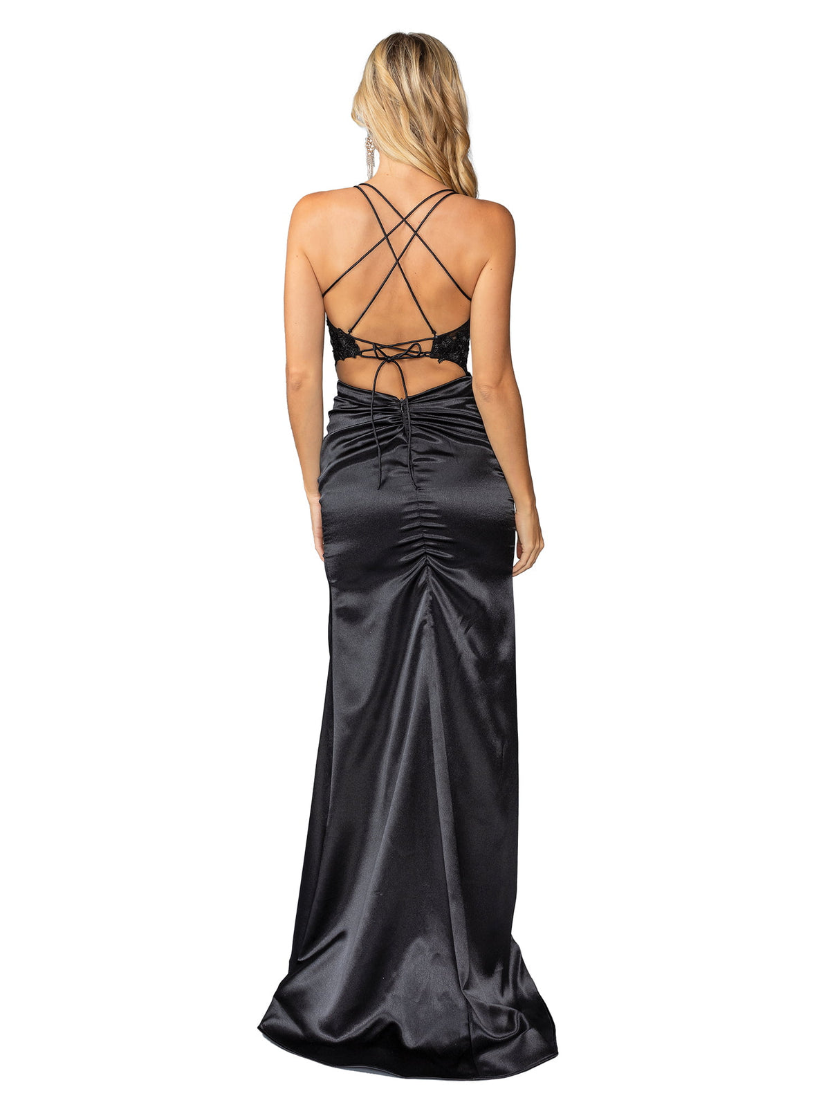 Dancing Queen 4438 prom dress in black, back view