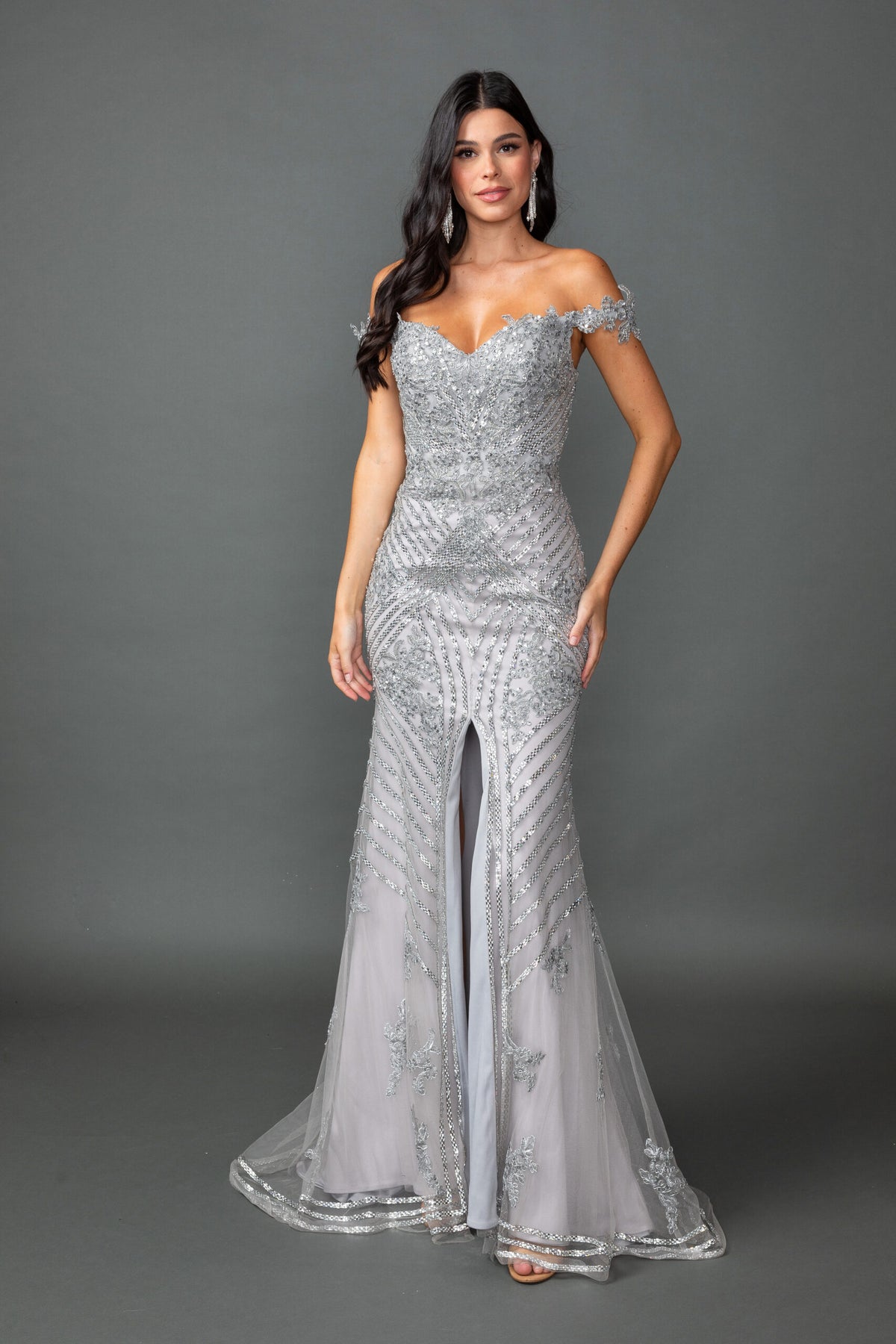 Dancing Queen 4600 dress in Silver, front view
