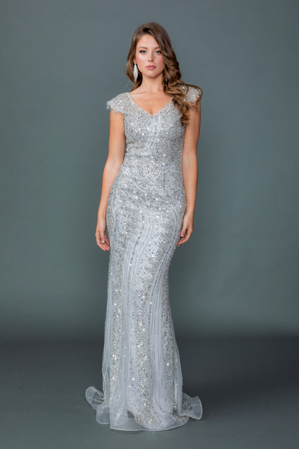 Dancing Queen 4613 dress in Silver, front view