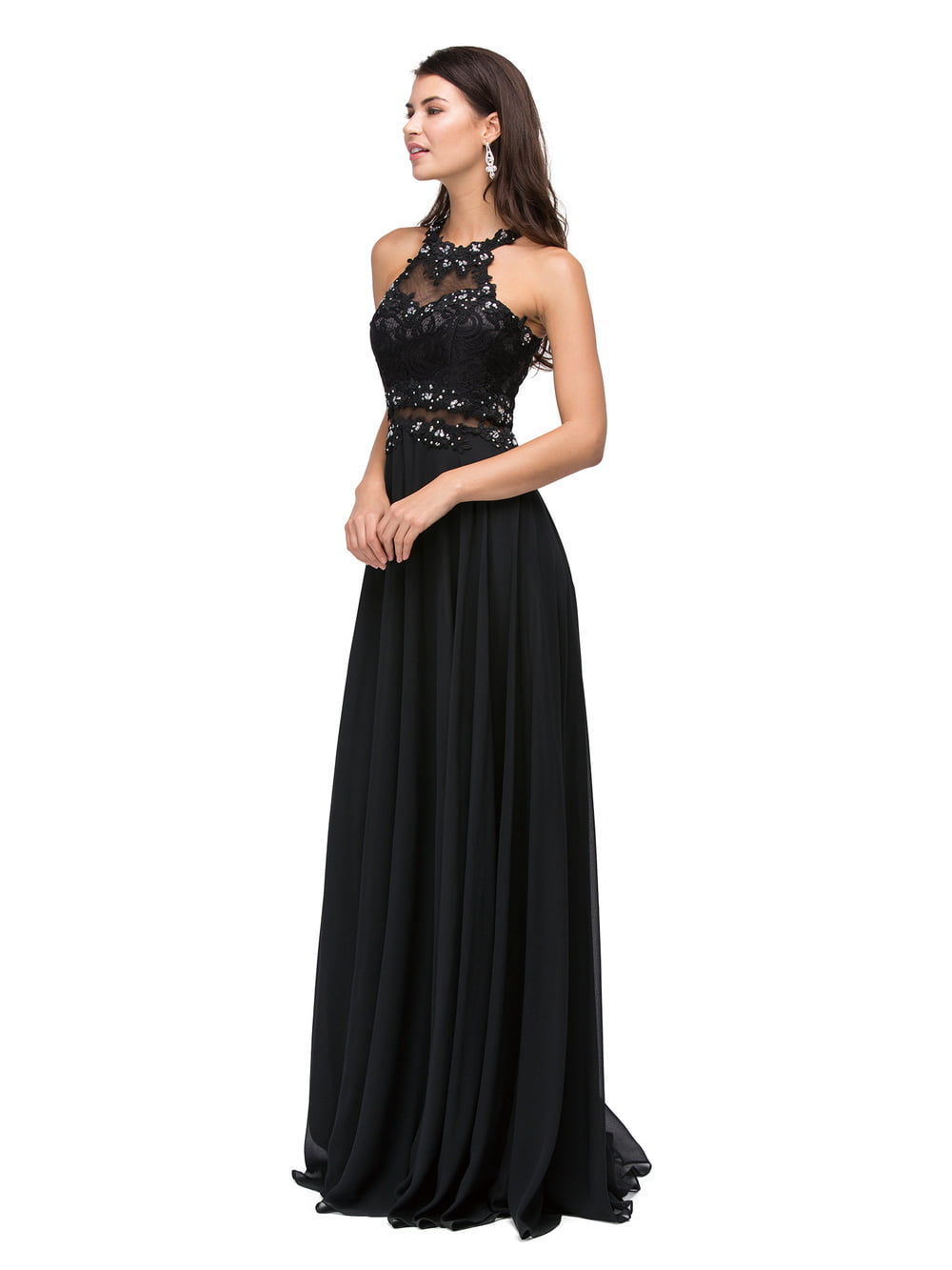Dancing Queen 9548 bridesmaid,prom dress in black, front view