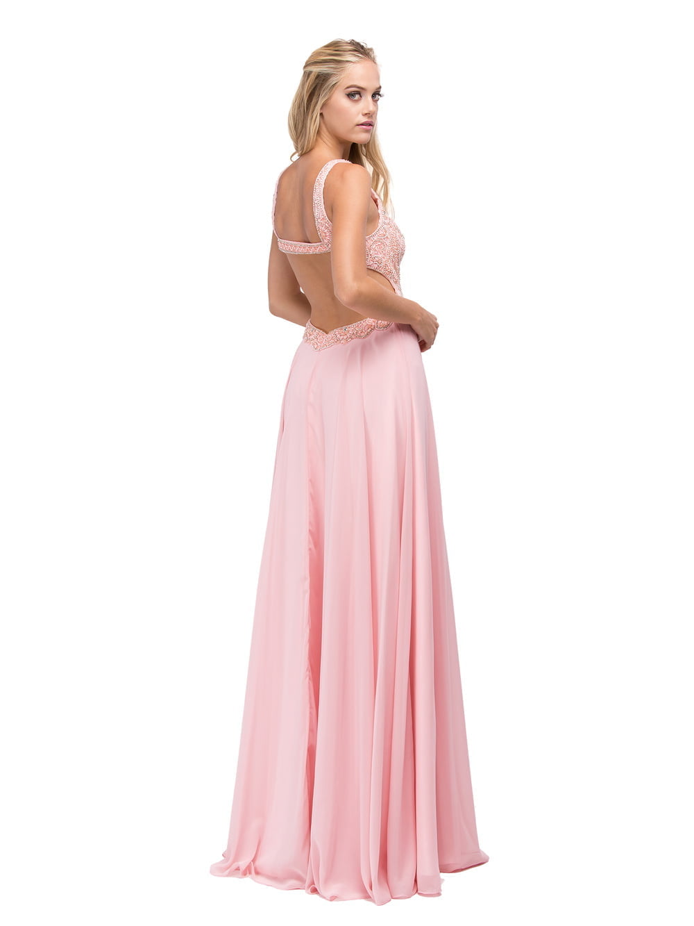 Dancing Queen 9743 prom dress in blush, back view