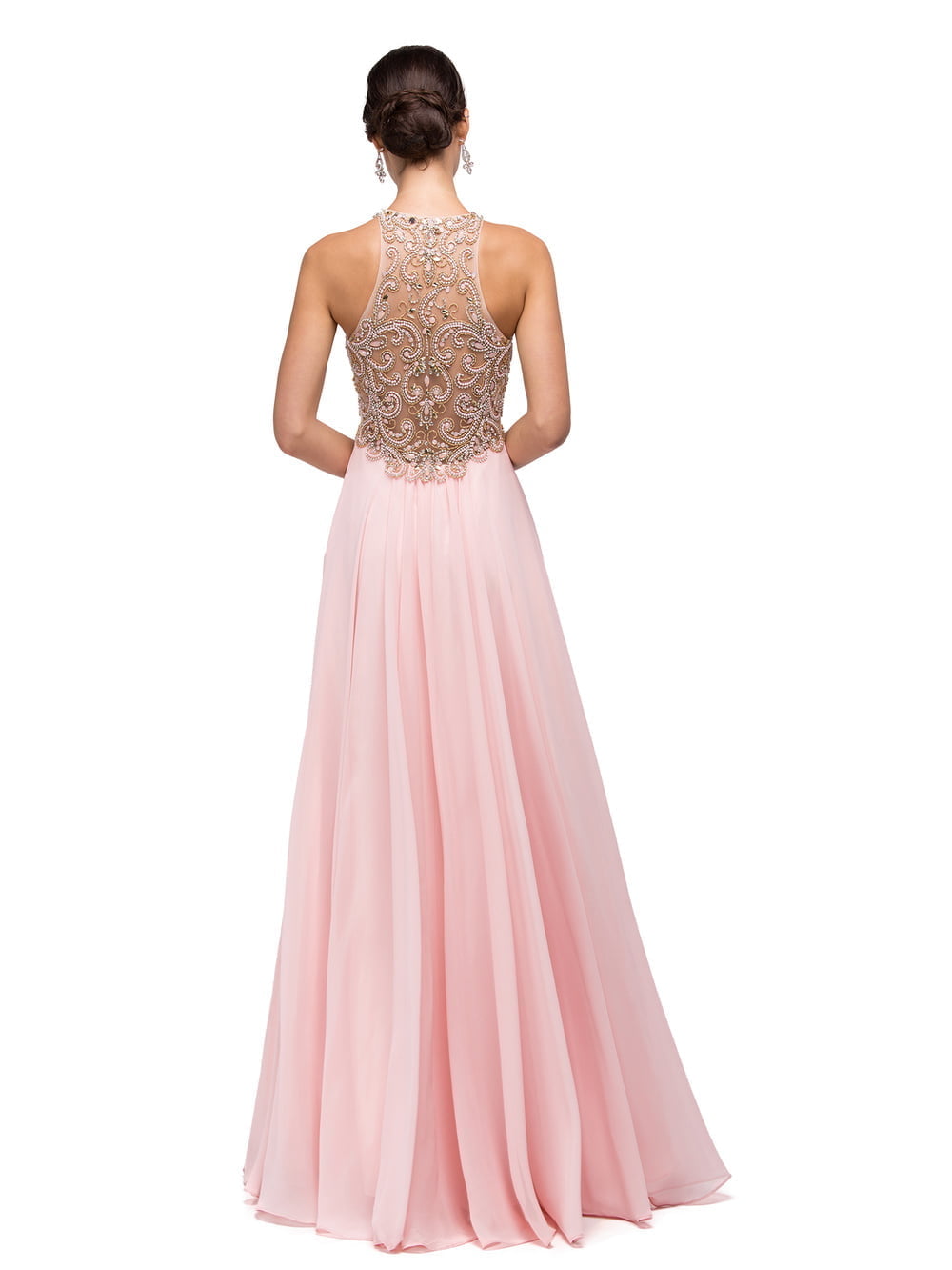 Dancing Queen 9776 prom dress in blush, back view