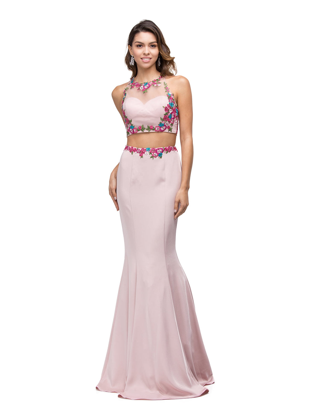 Dancing Queen 9778 prom dress in blush/fuchsia, front view