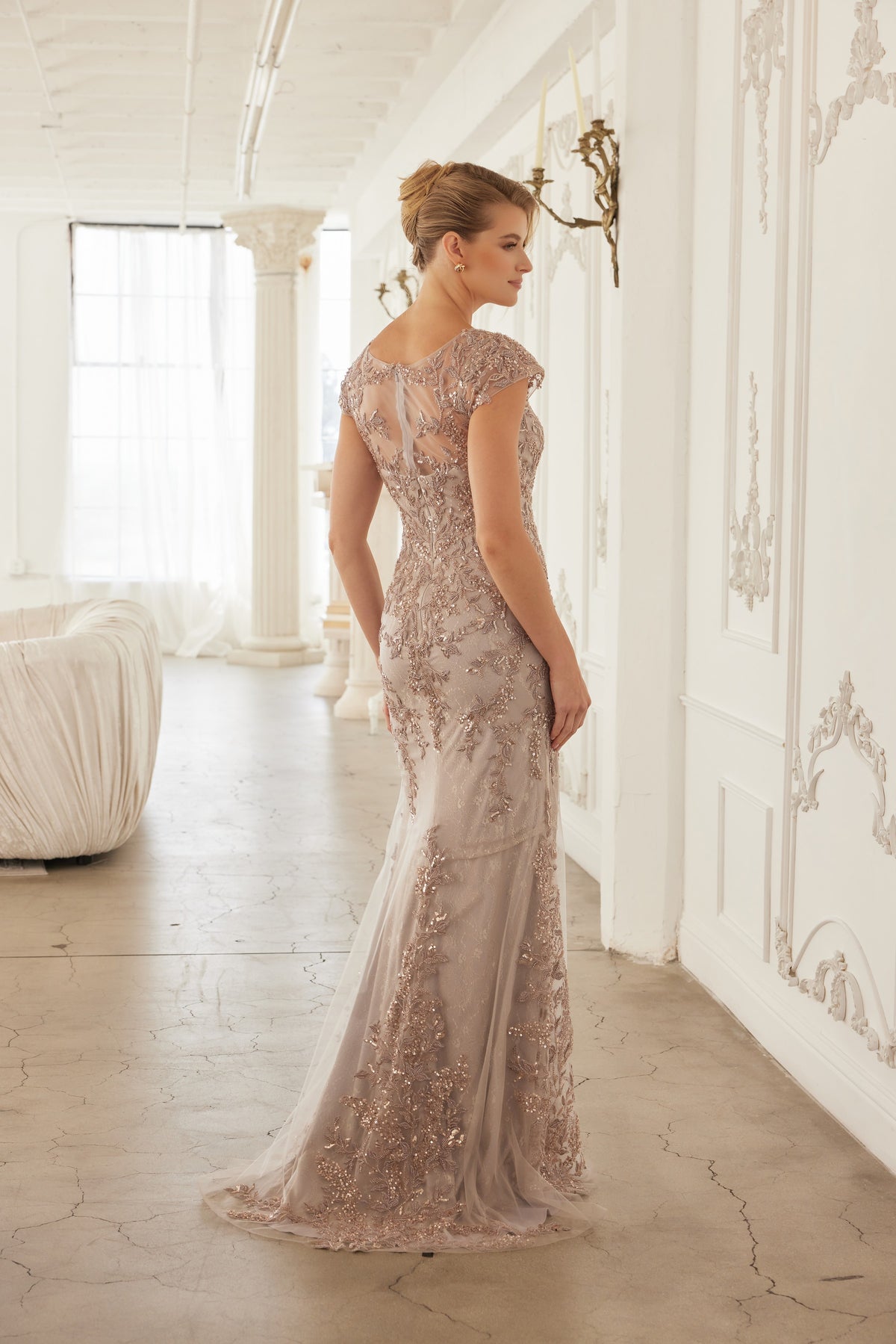 Althea evening dress in Taupe
