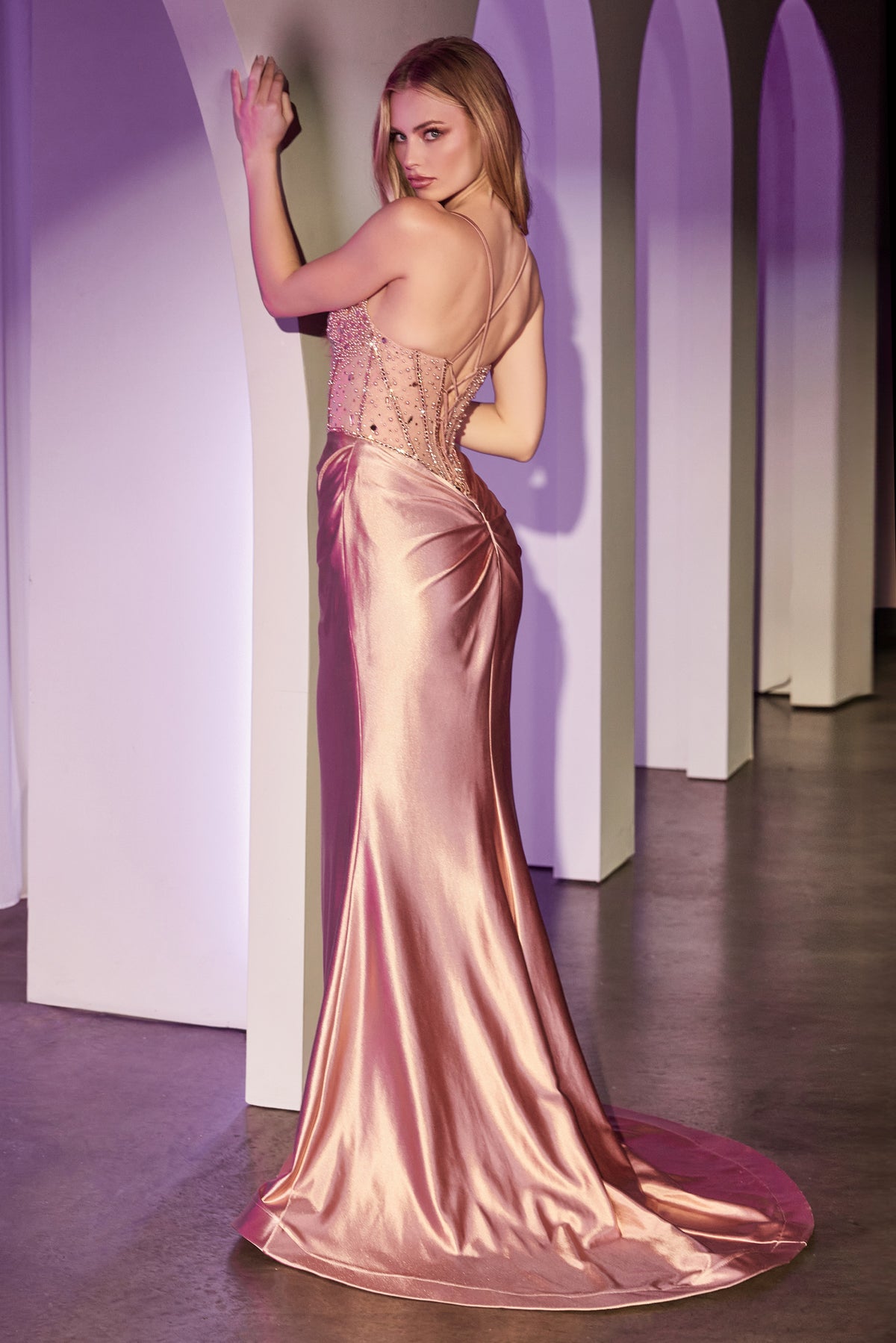 Amber dress in Rose Gold — back view