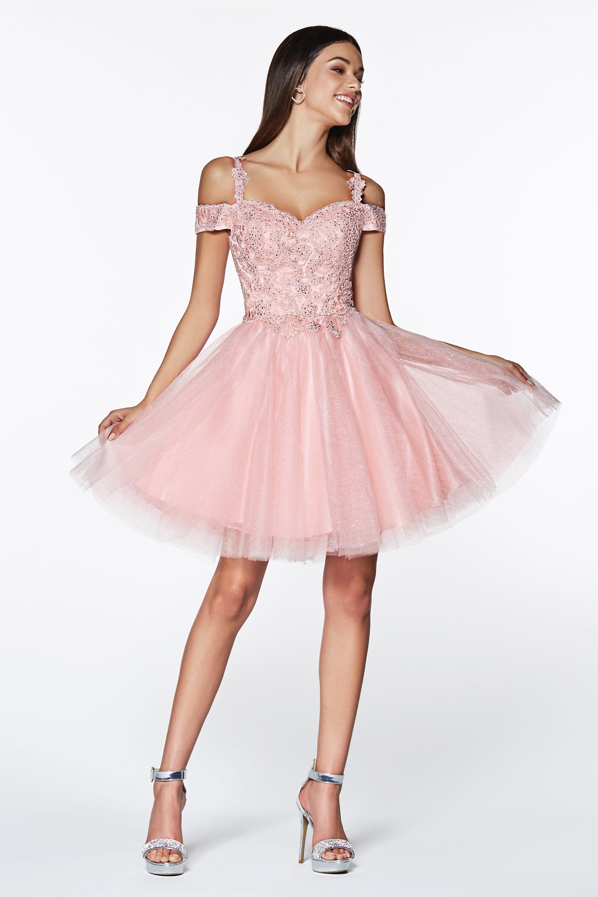 Amina dress in Blush — front view