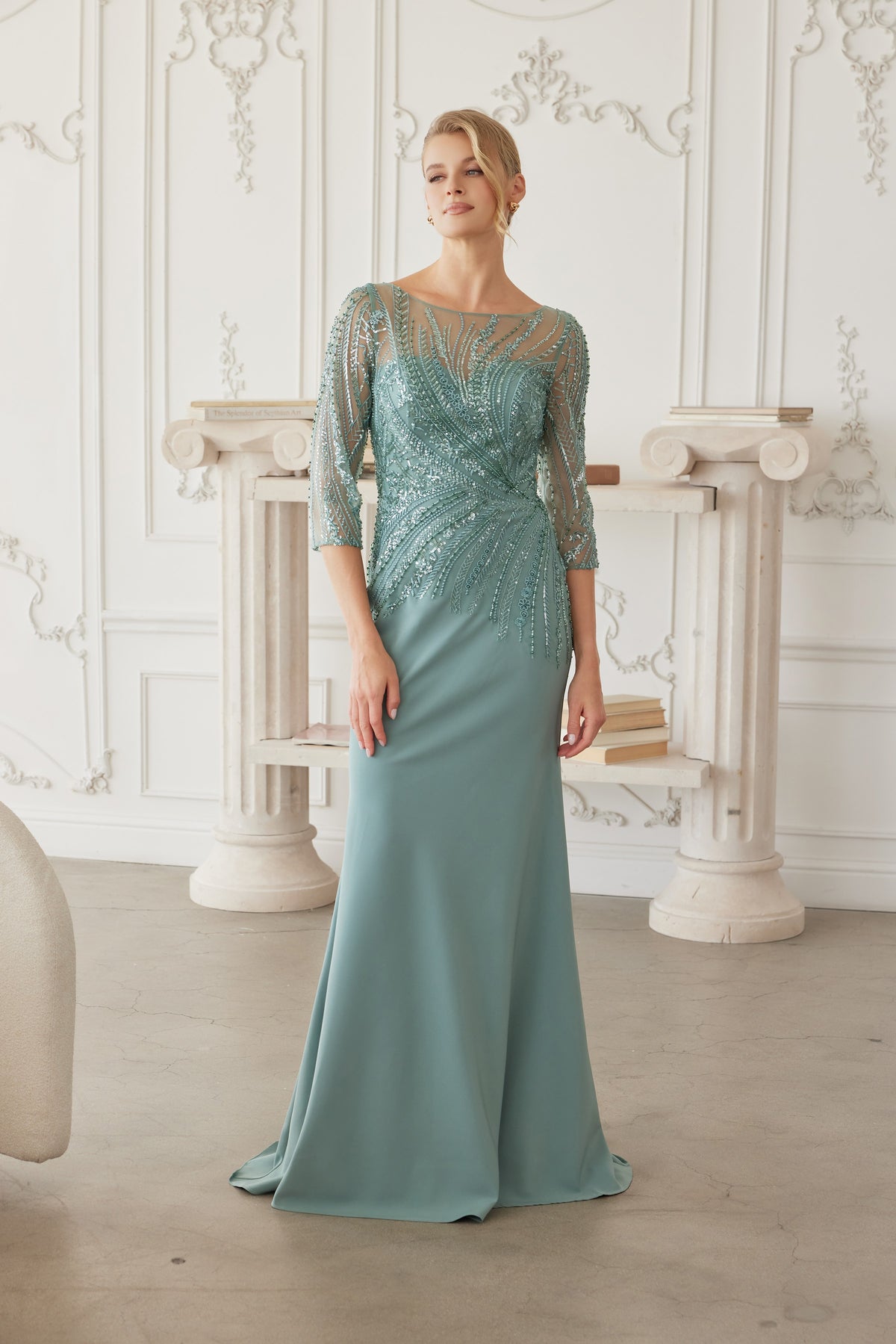 Aveline evening dress in Green