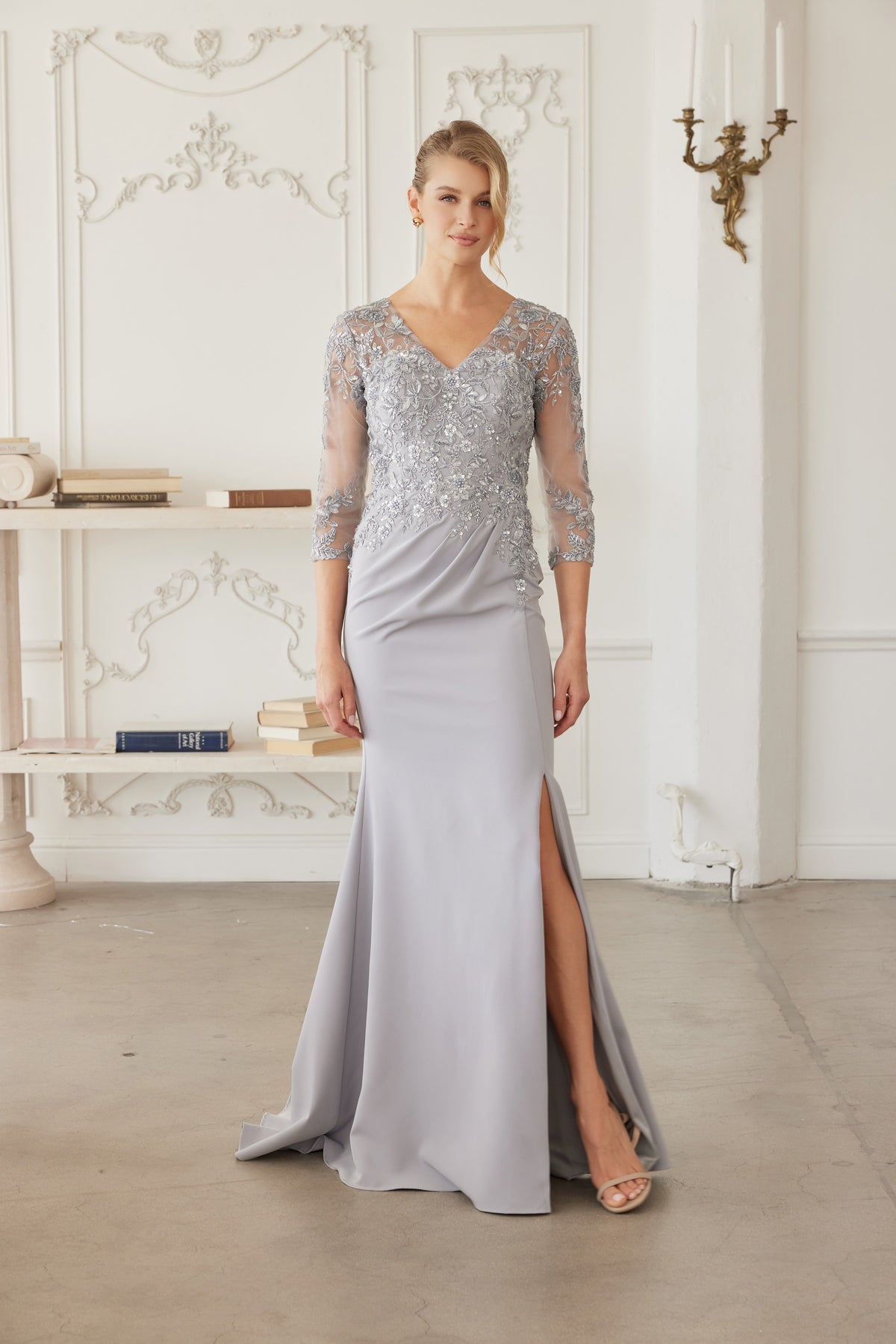 Cassiane evening dress in Silver