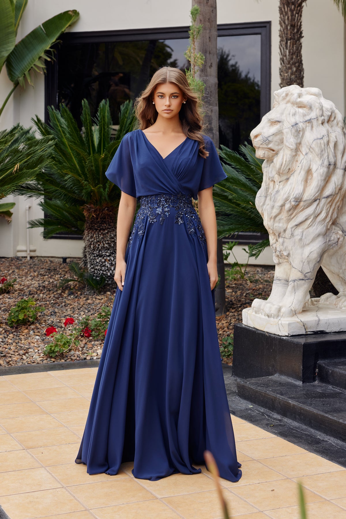 Clementina evening dress in Navy Blue